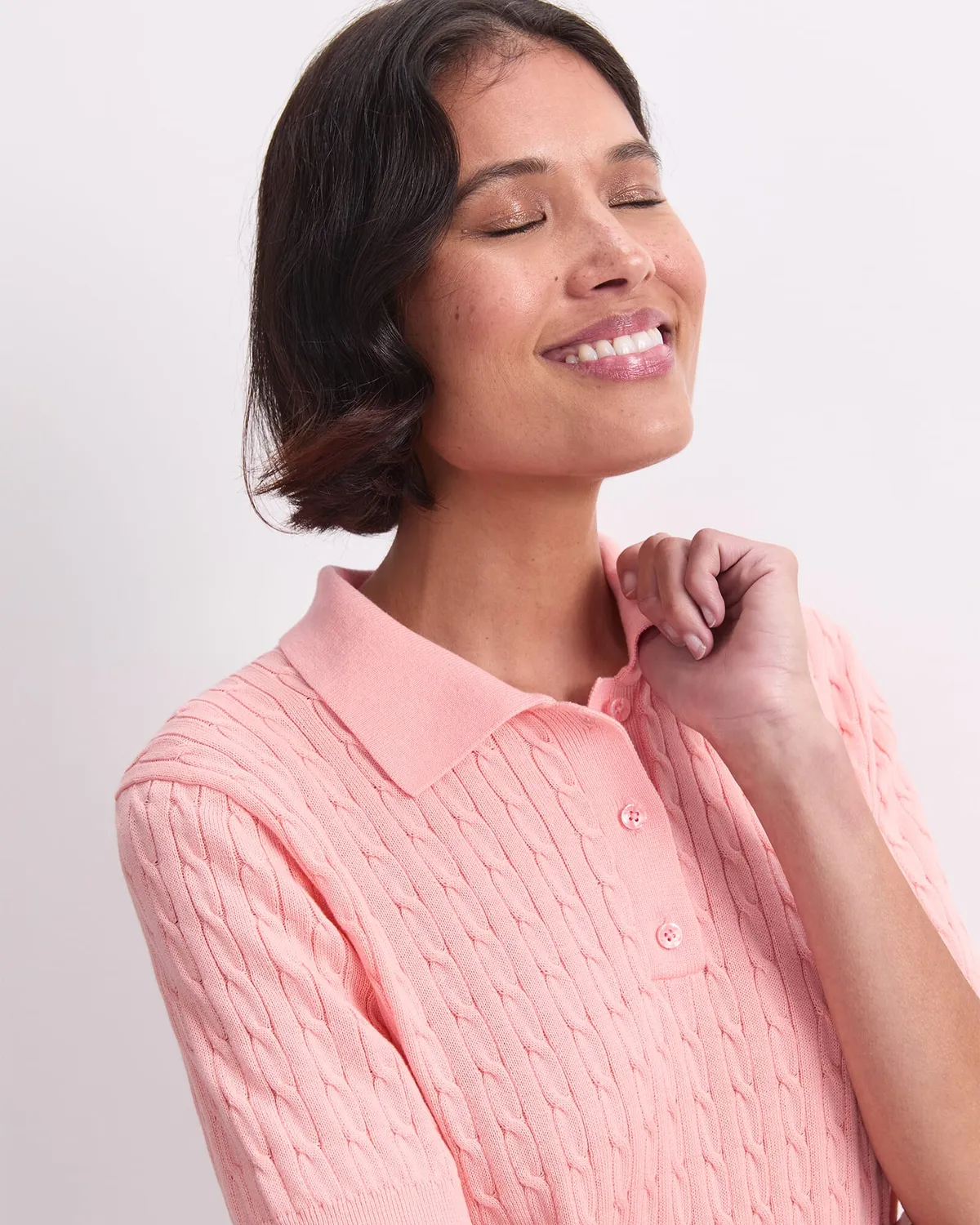Sportscraft Chiffon Cable polo coton femme maille torsadée