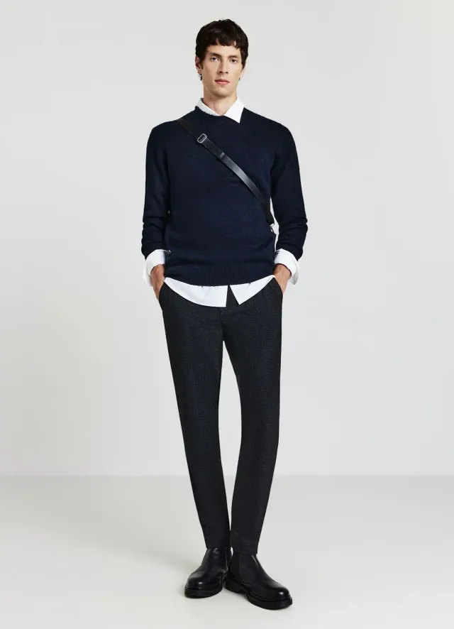 Calliope pull col rond uni homme coupe regular