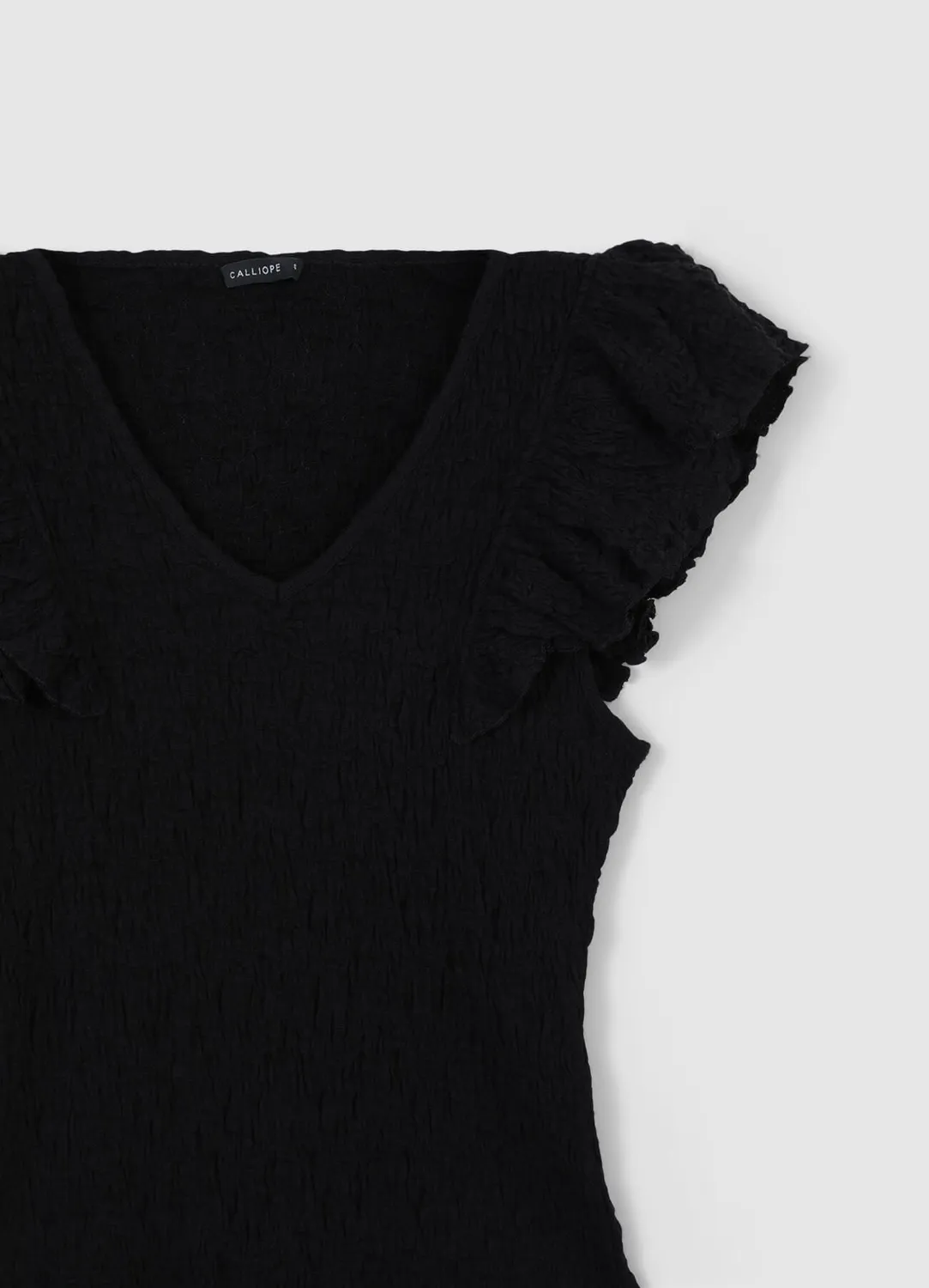 Calliope T-shirt volant bubble coton femme col V