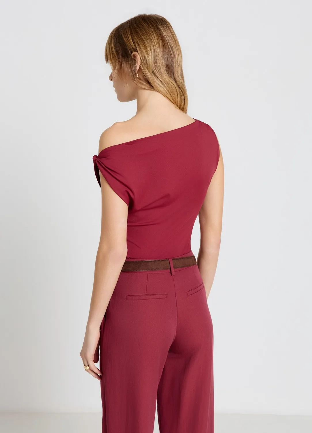 Calliope top asymétrique femme drapé à nœud