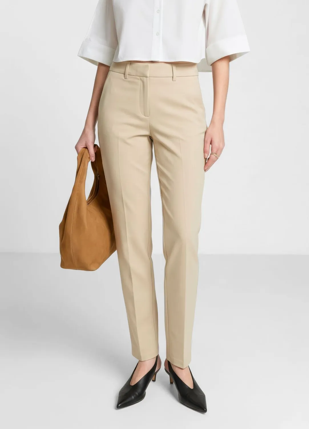 Calliope Pantalon Cigarette Pantalon Femme Coton Uni