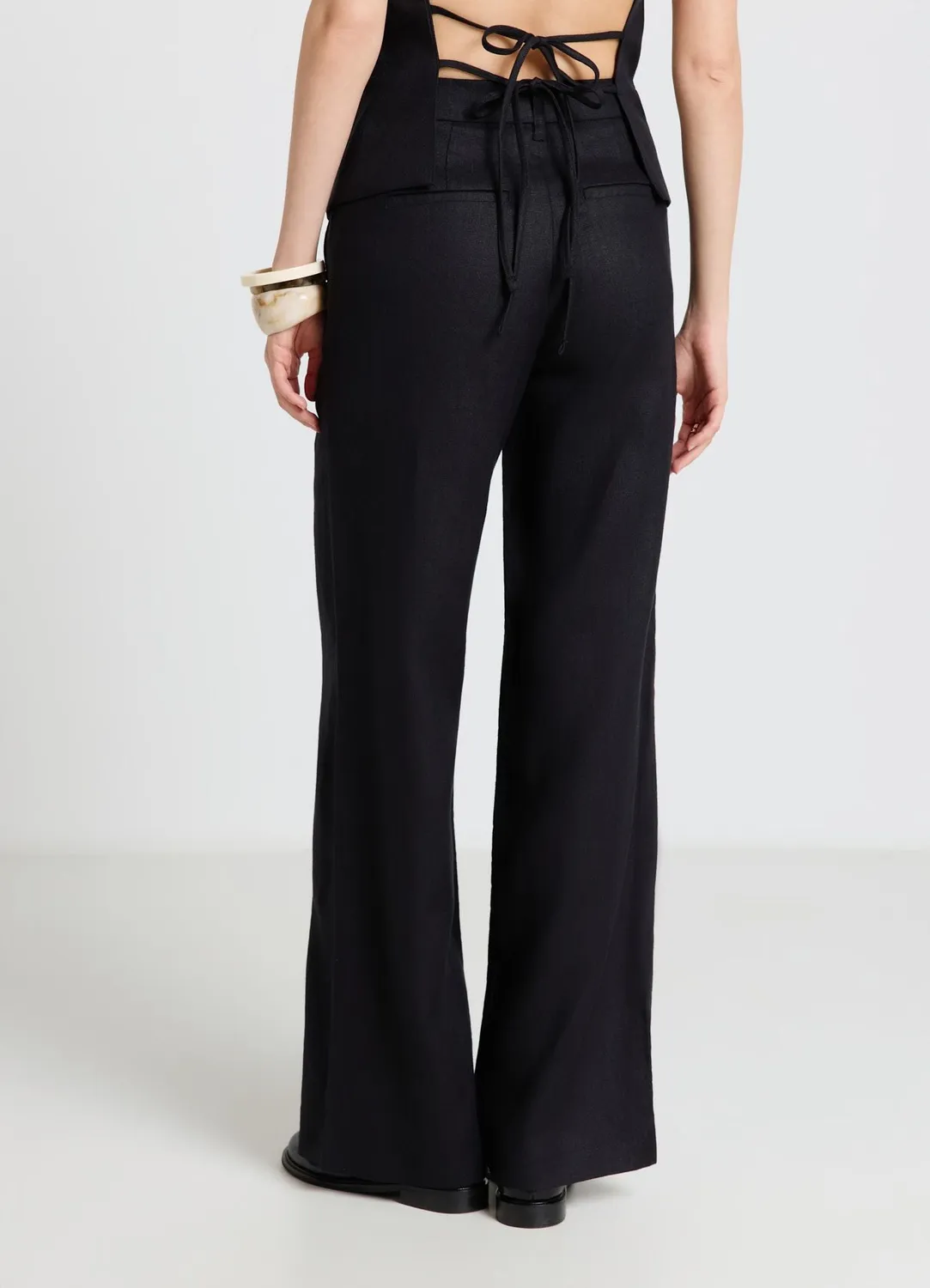 Calliope pantalon palazzo en lin uni