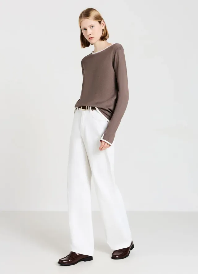 Calliope pull col rond femme manches longues contraste