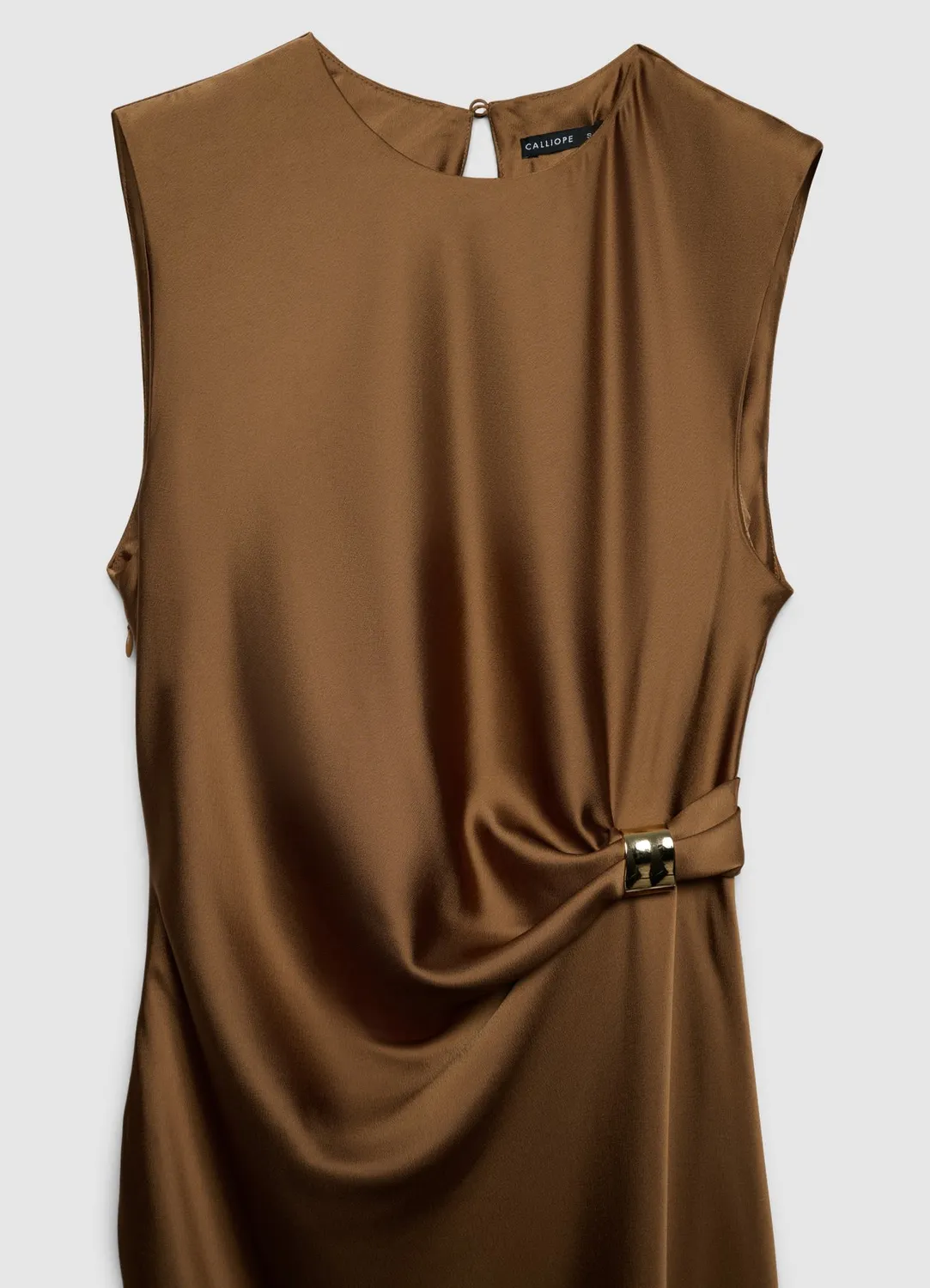 Calliope Robe Satinée Anneau Fente Femme S