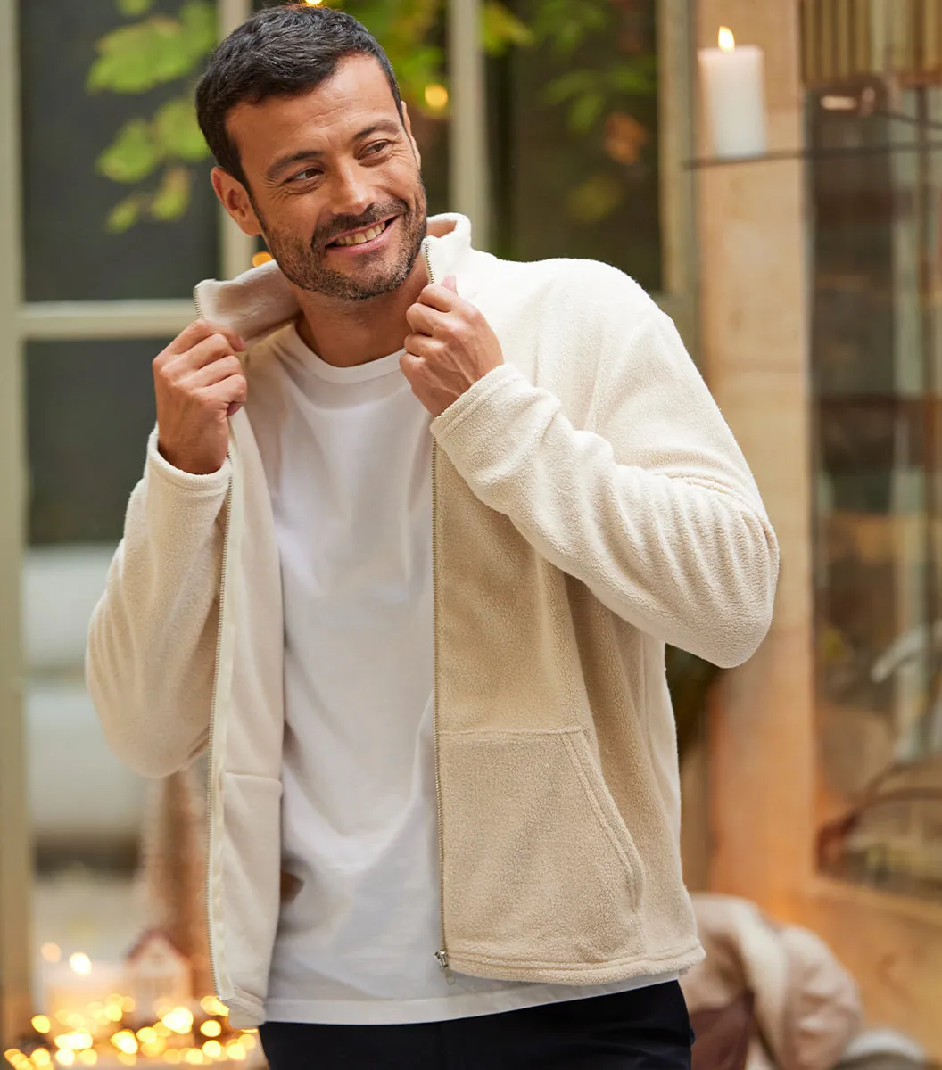 Cocorico Veste polaire zippée homme écru coton
