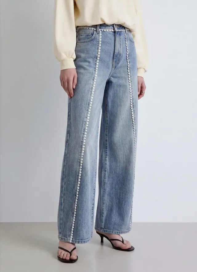 Calliope jean palazzo dentelle femme 42 denim
