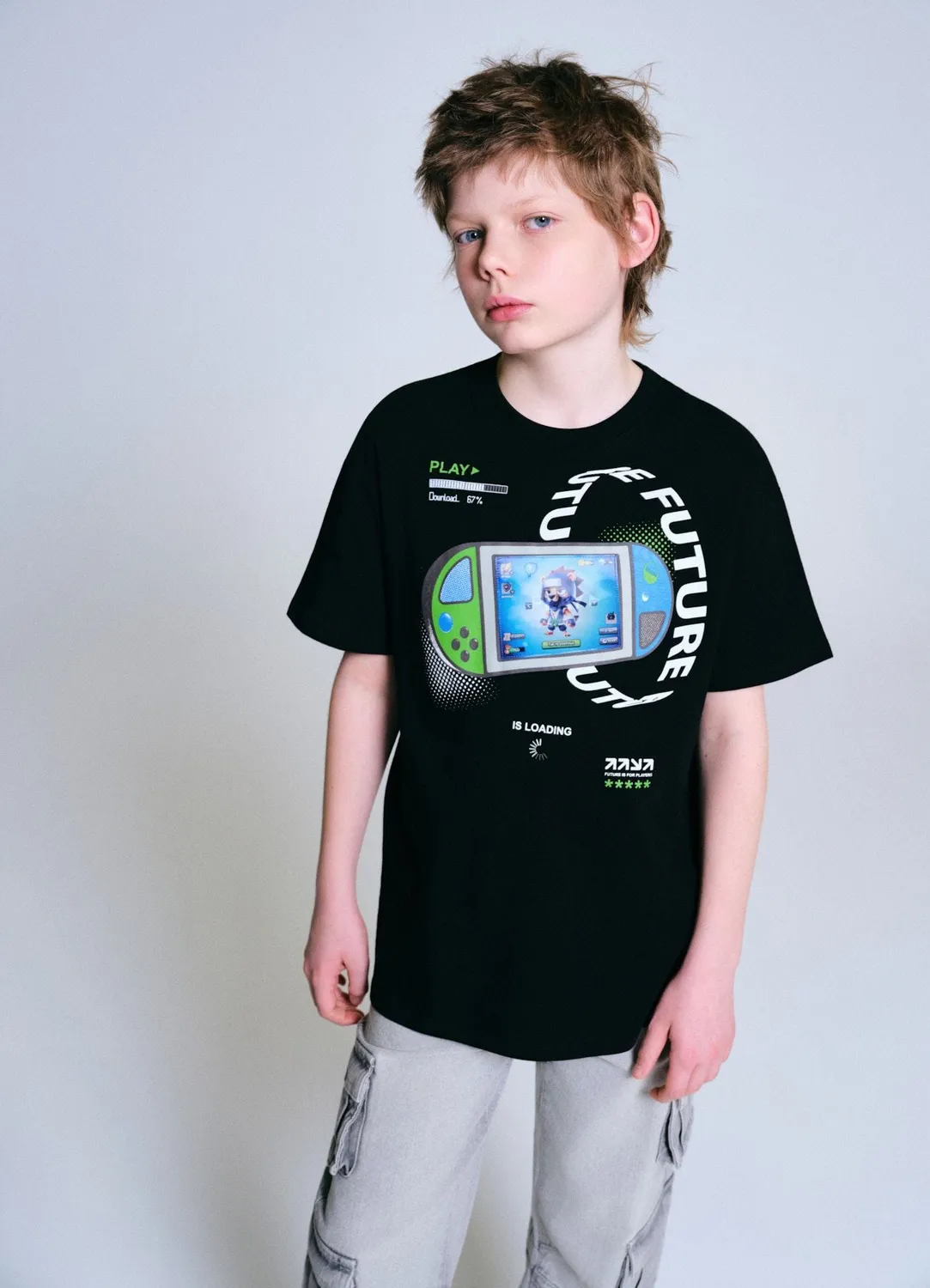 Calliope t-shirt garçon oversize gaming imprimé