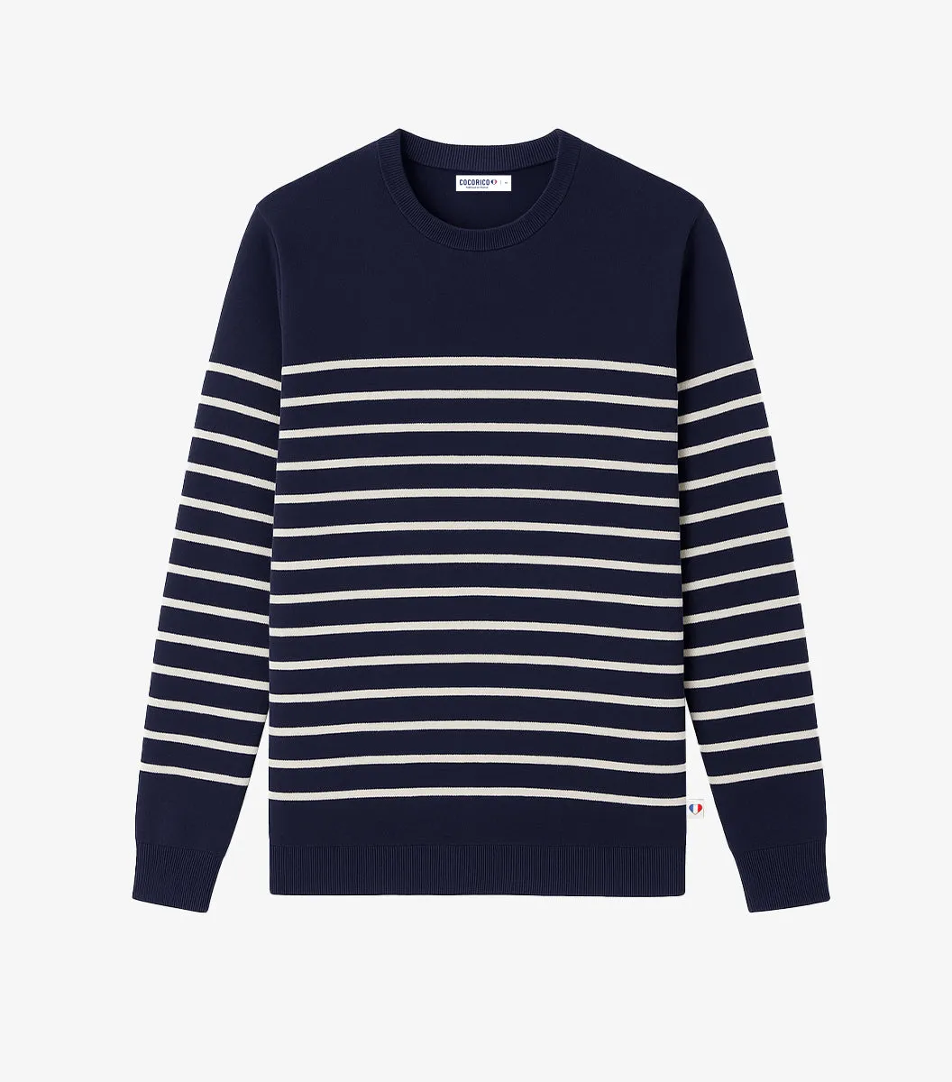 Cocorico Marinière pull homme marine coton chaud