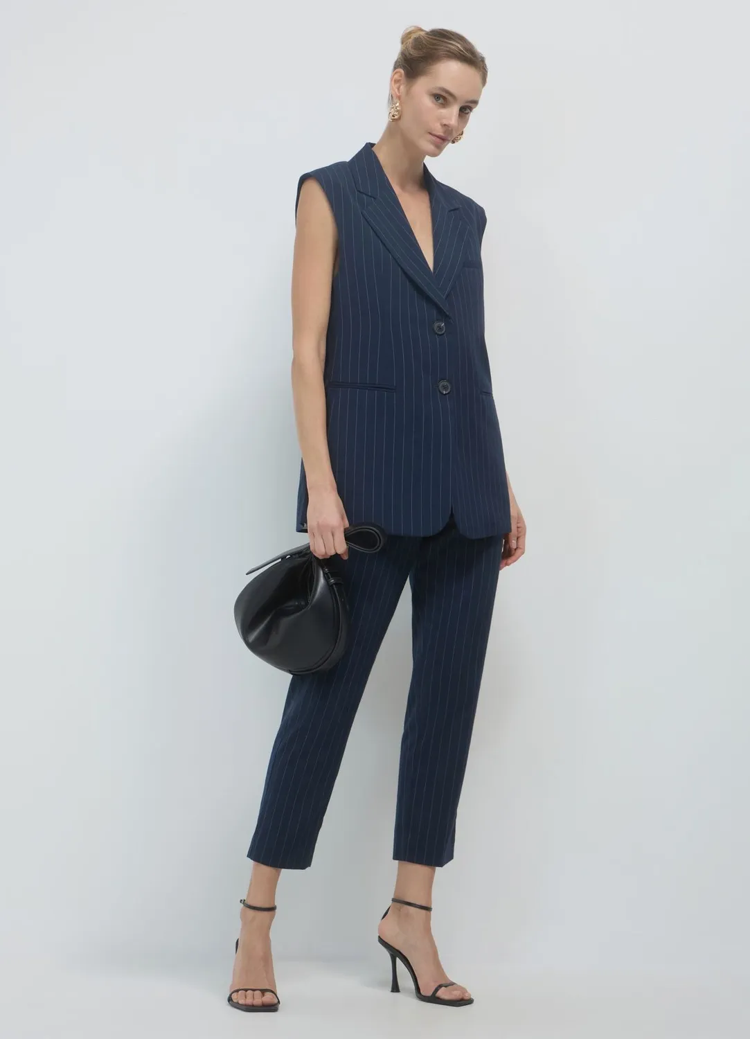 Calliope gilet tailleur rayé 2 boutons femme