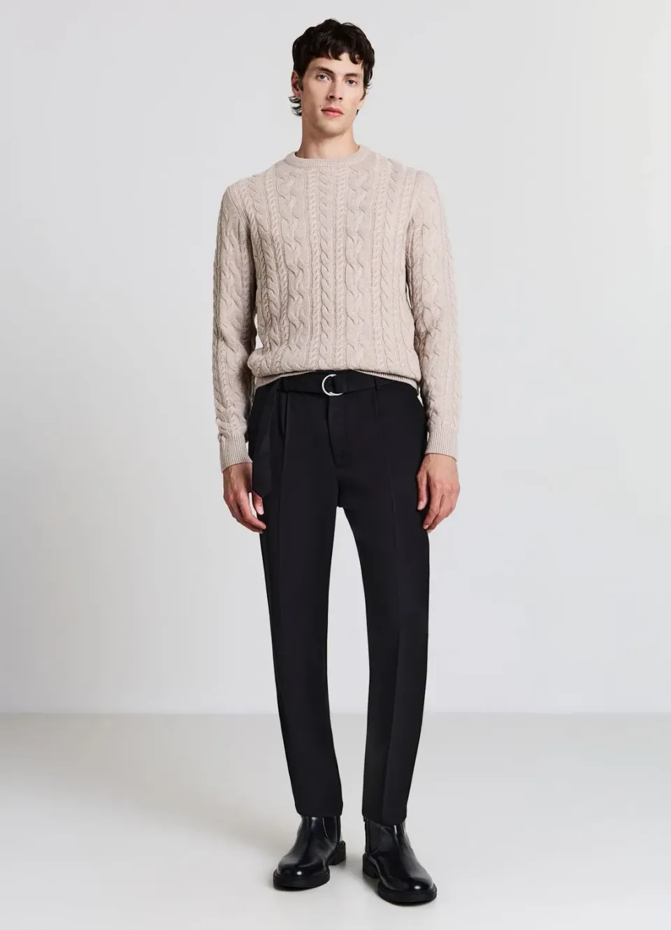 Calliope Trecce Pull col rond torsades homme L