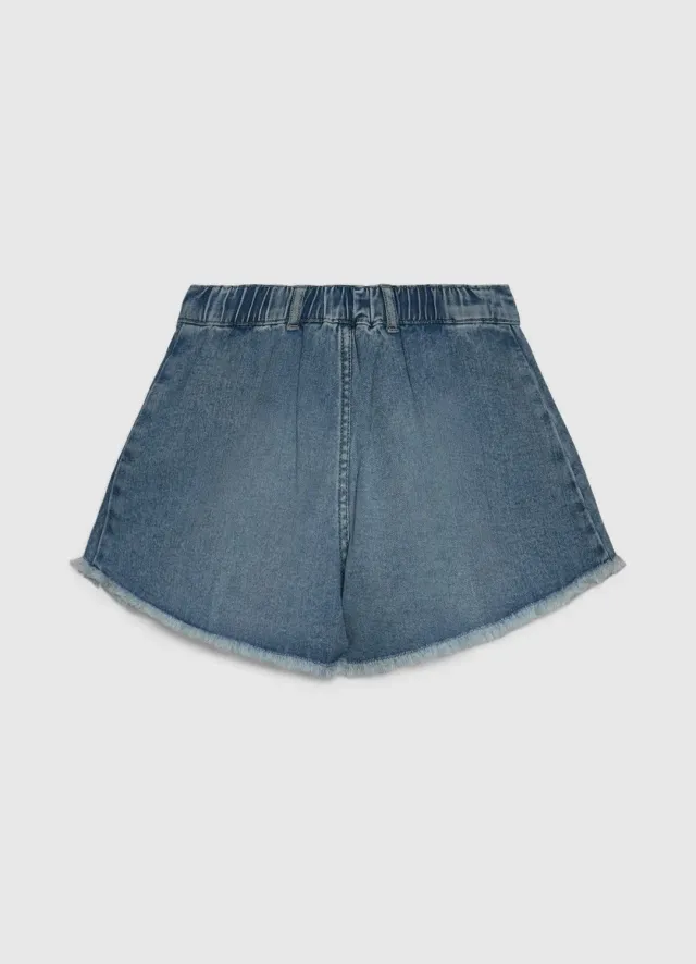 Calliope Short jean fille évasé à plis uni