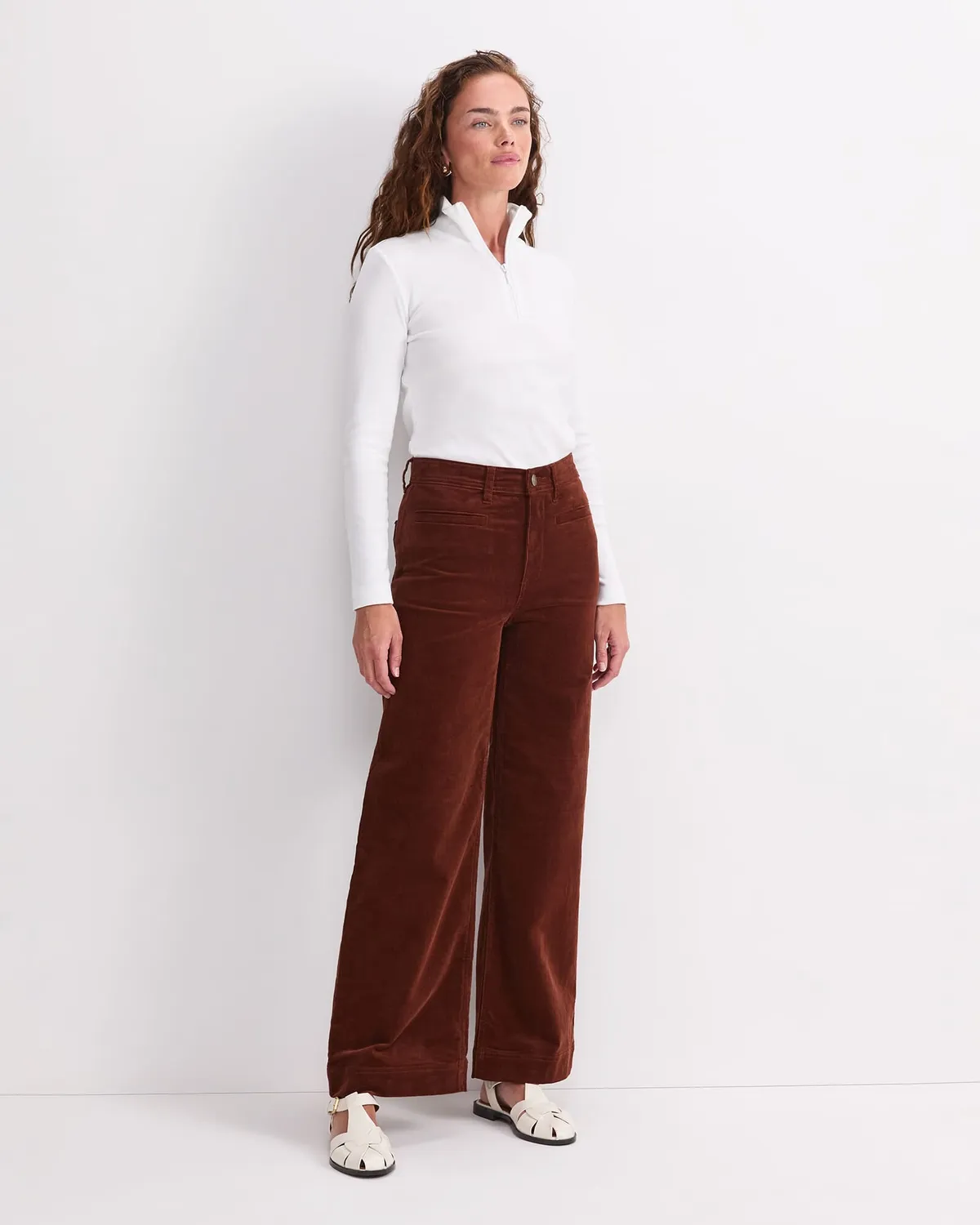 Sportscraft Cleo jean large velours taille haute