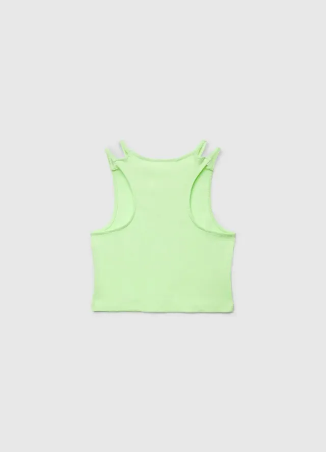 Calliope Top à côtes fille broderie fleur