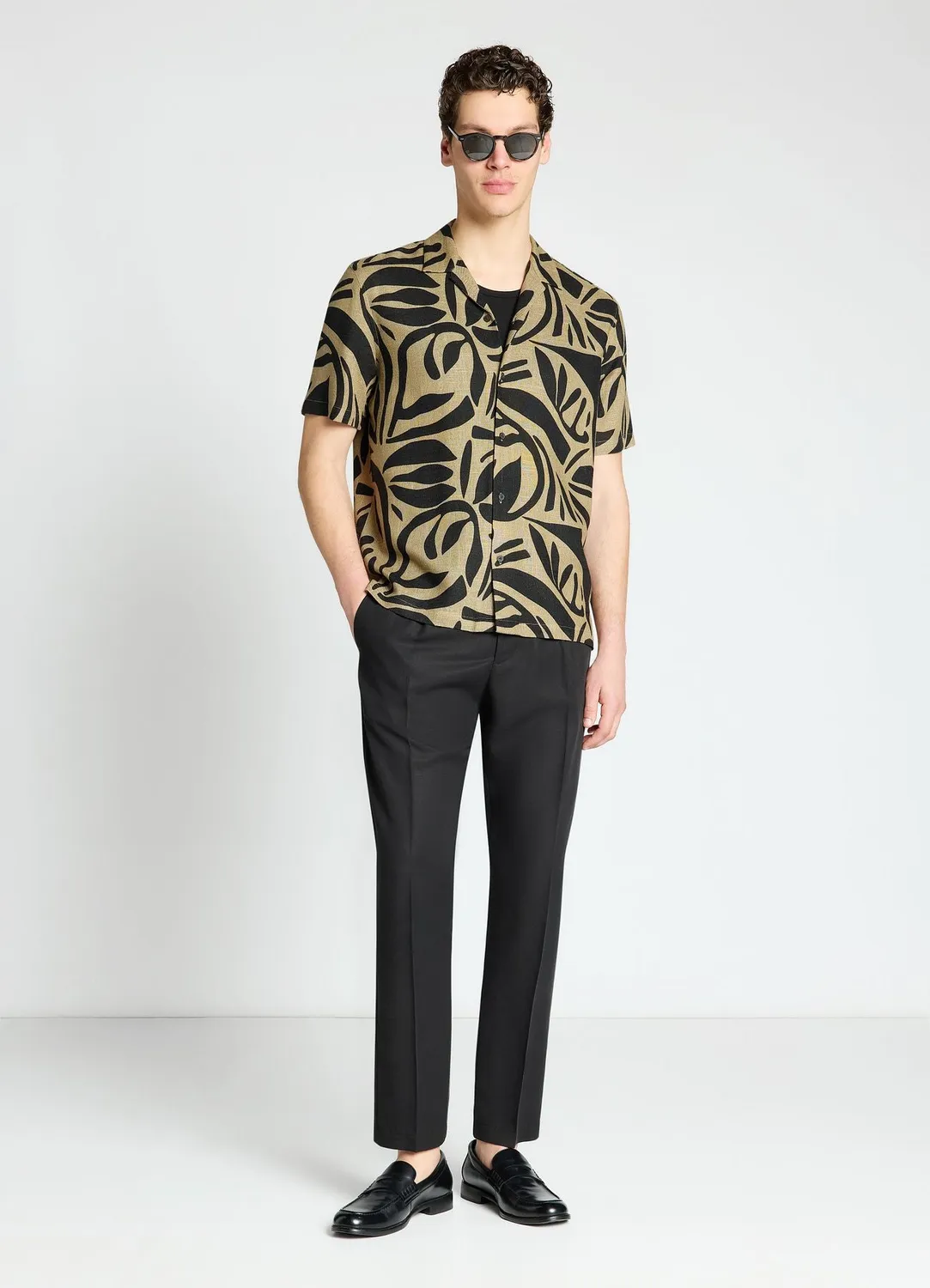 Calliope chemise homme bowling feuillage manches courtes