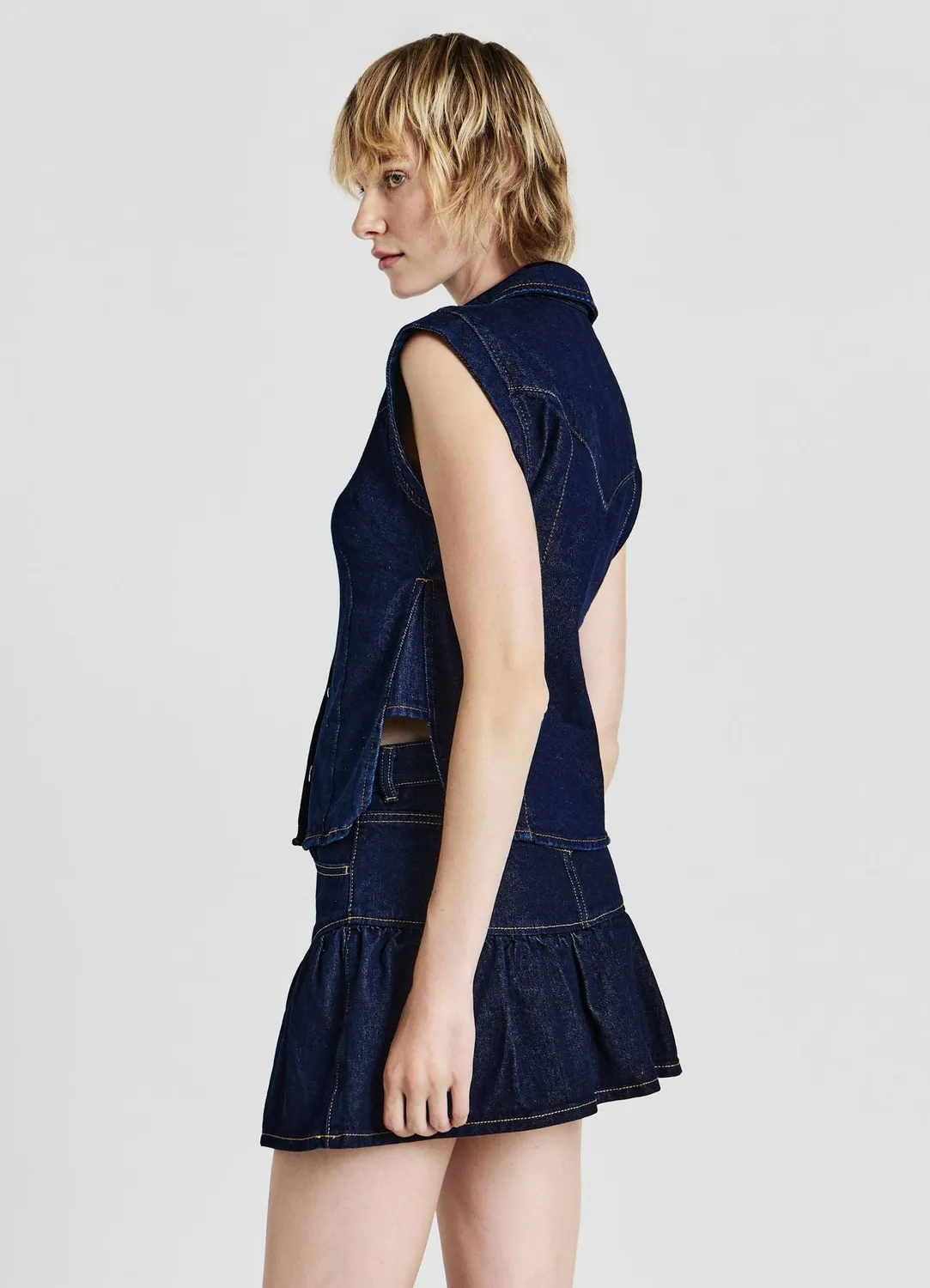 Calliope Chemise Denim Sans Manches Femme