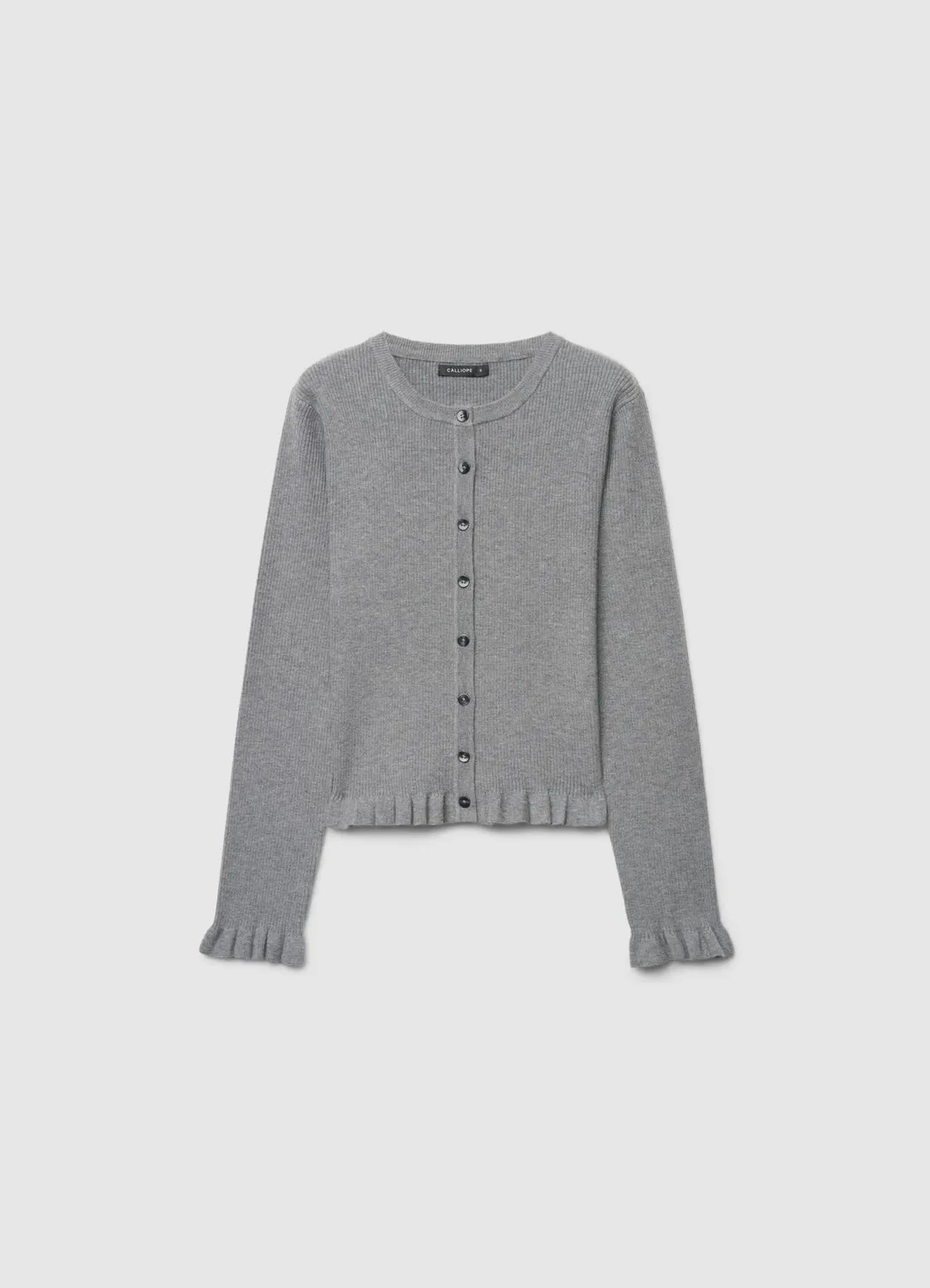 Calliope Cardigan côtelé femme volants boutons