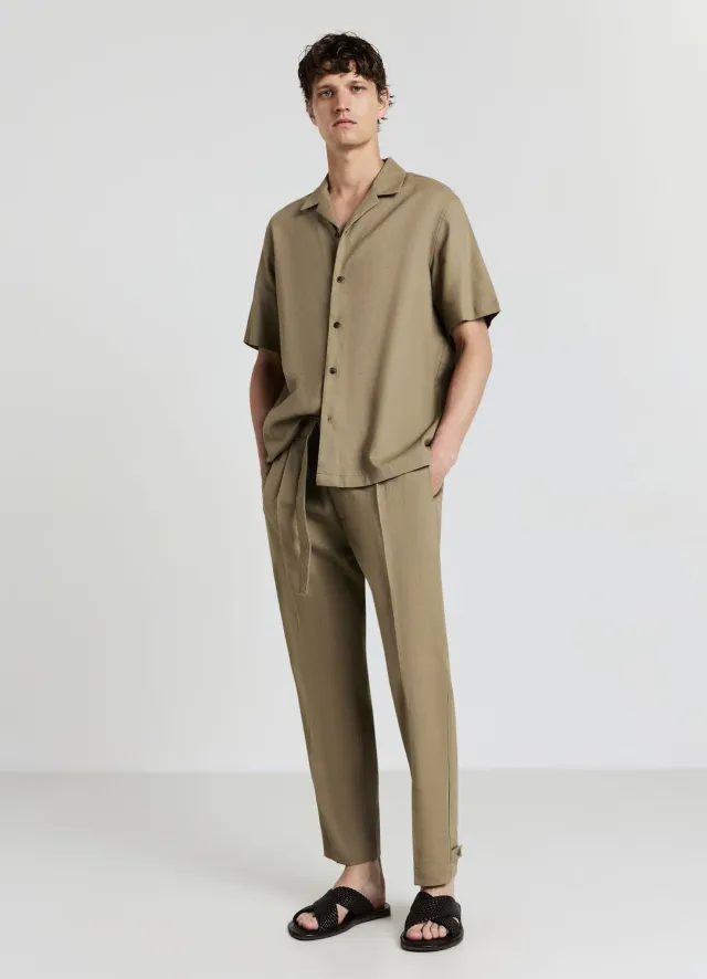 Calliope chemise bowling homme lin manches courtes unie
