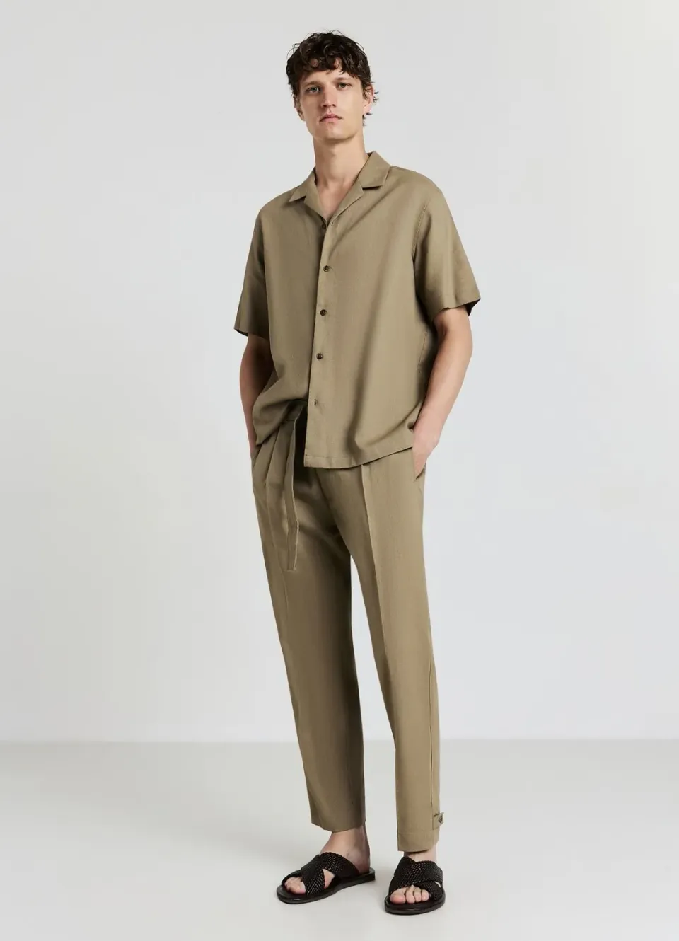 Calliope chemise bowling homme lin manches courtes unie