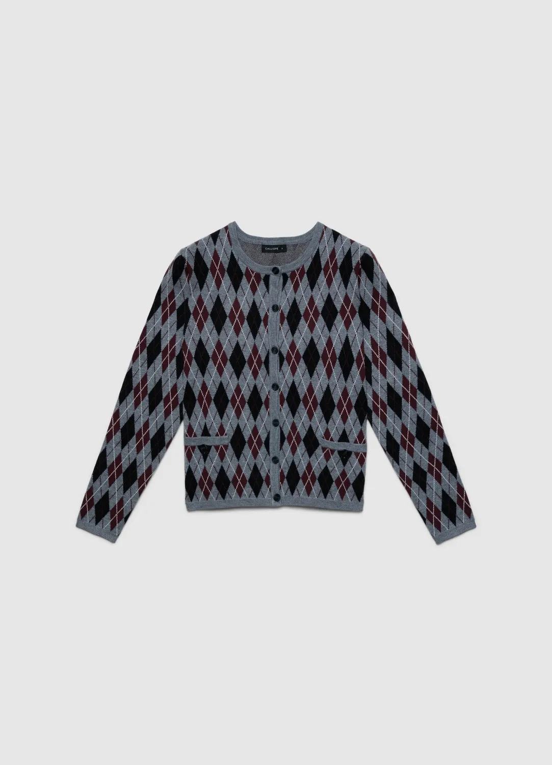 Calliope cardigan femme col rond motif losanges boutons
