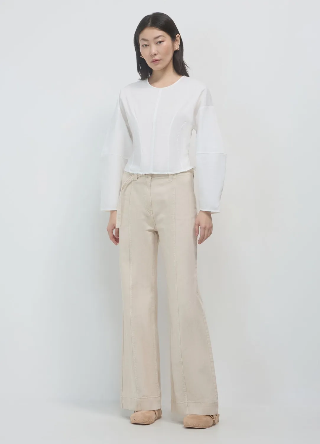 Calliope Pantalon palazzo femme coton ceinture
