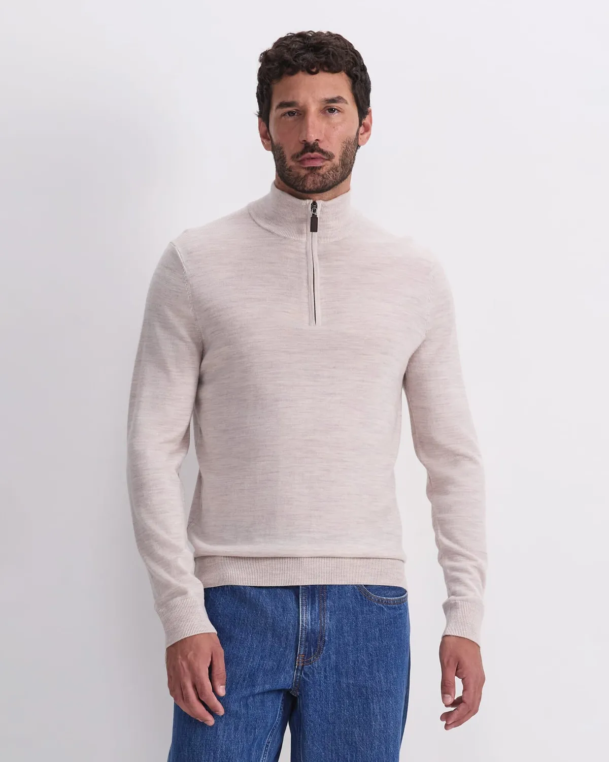 Sportscraft Merino pull col zippé laine homme quart zip
