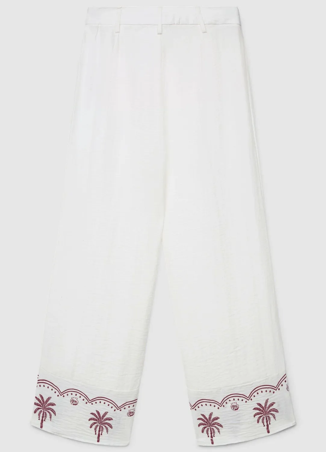 Calliope pantalon droit femme broderie palmiers