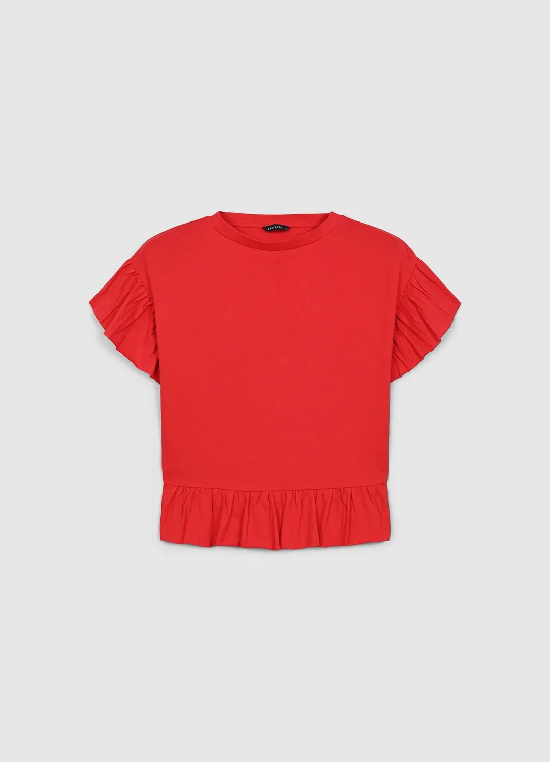 Calliope t-shirt volants coton femme col rond uni