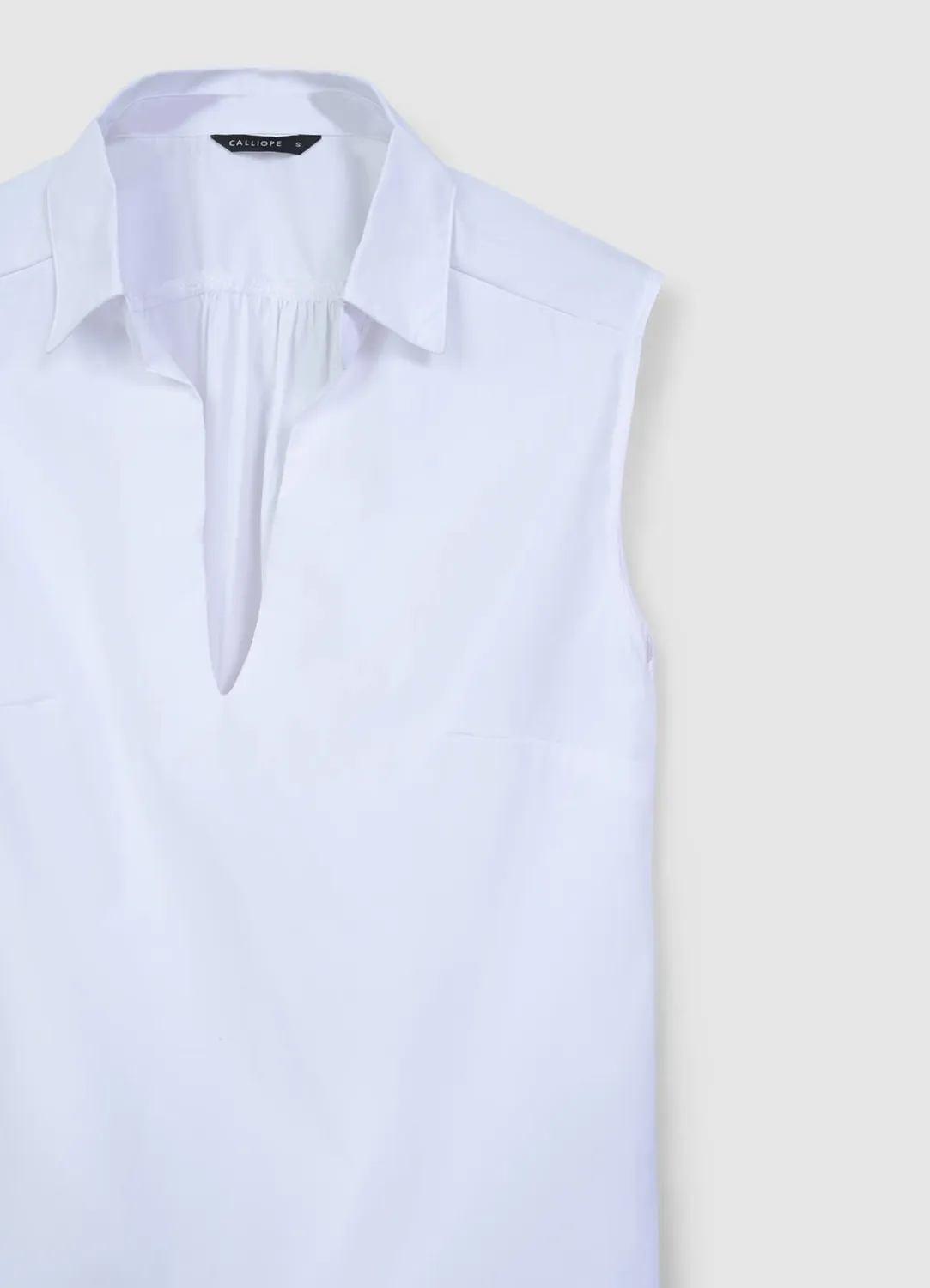 Top Calliope col chemise femme coton uni