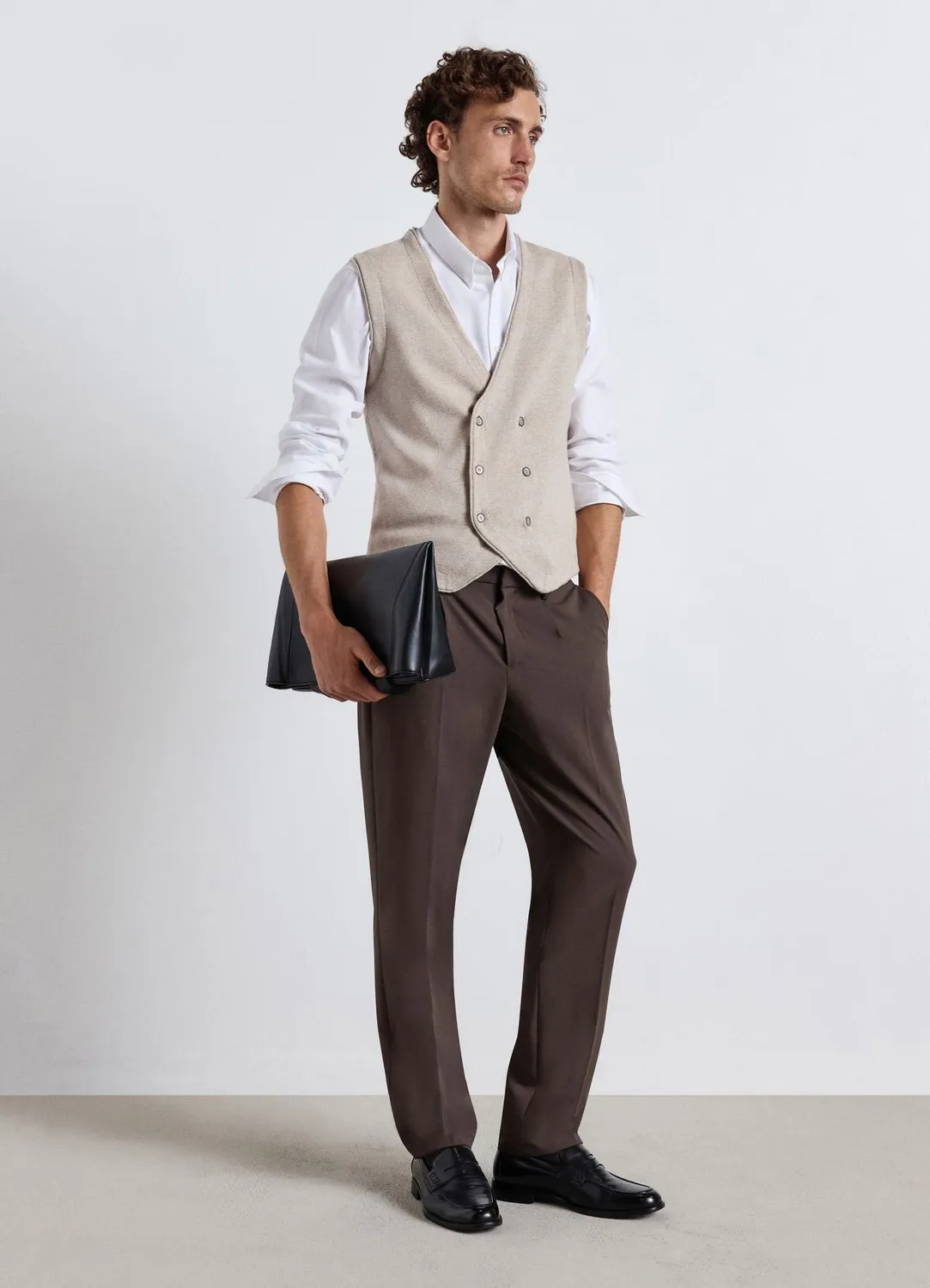 Calliope gilet homme maille col V double boutonnage