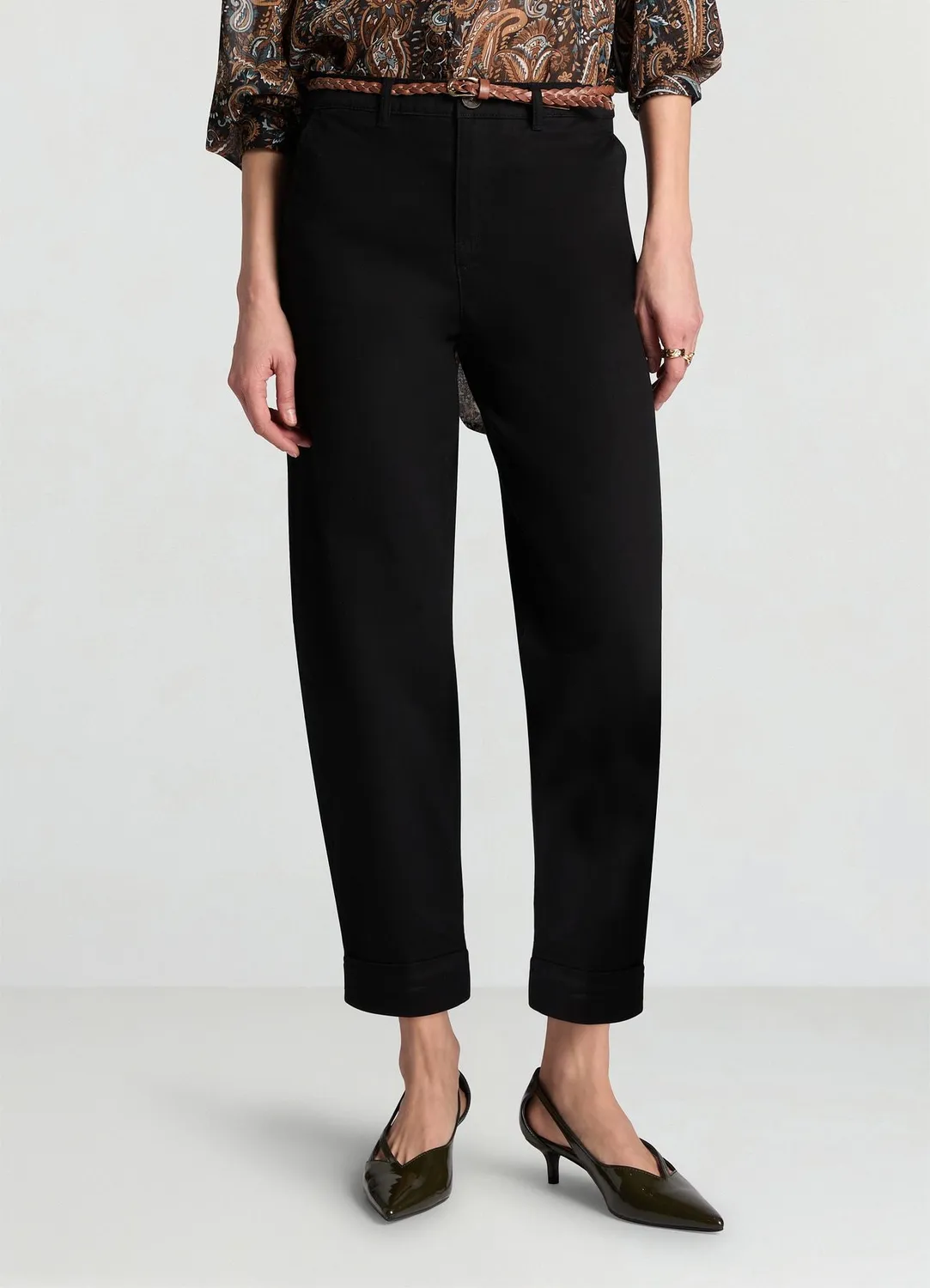 Calliope chino pantalon ceinture tressée