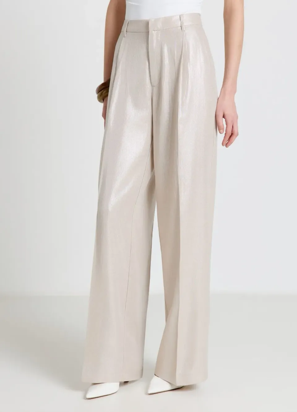 Calliope pantalon palazzo enduit femme taille haute