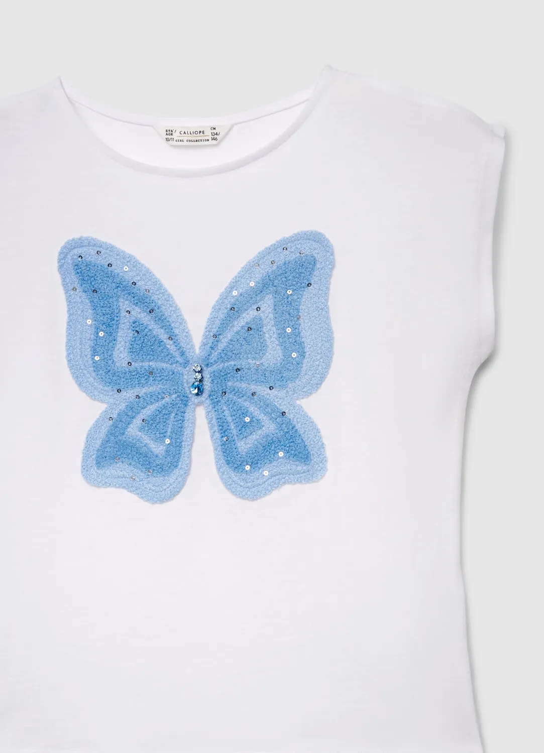 Calliope t-shirt fille papillon paillettes manches courtes