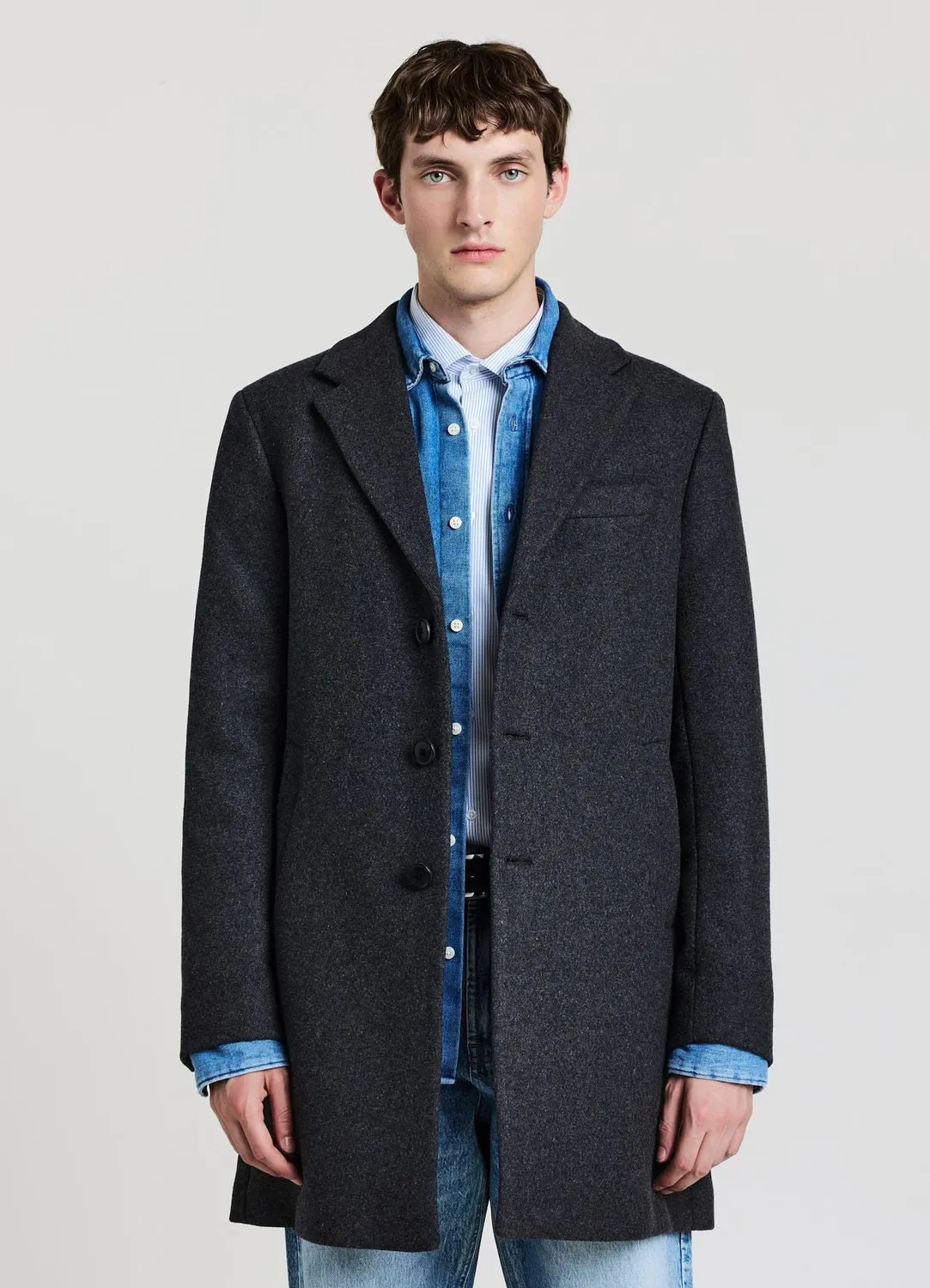 Calliope manteau homme uni monopetto 3 boutons