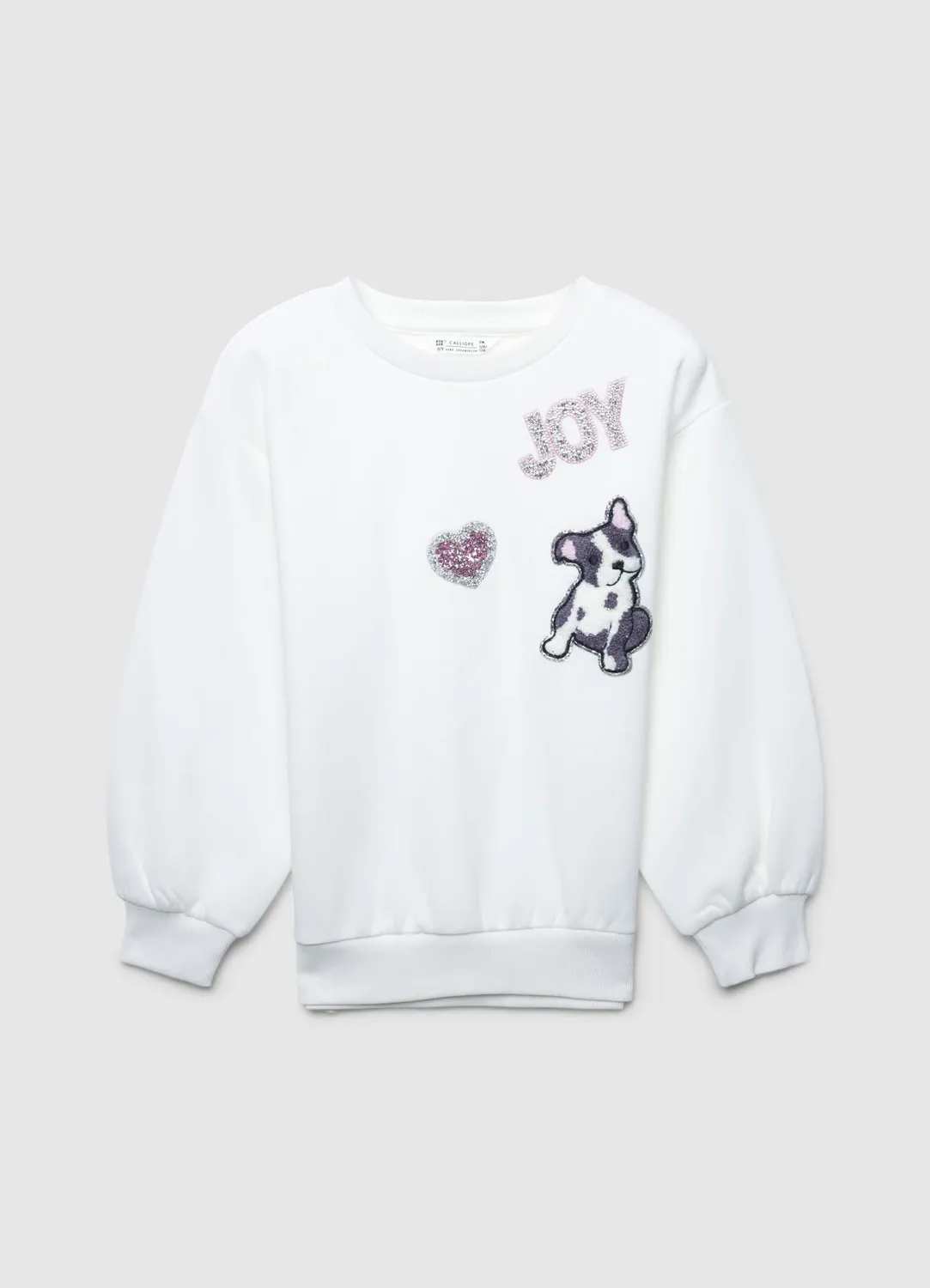 Calliope sweat fille patch brillant 8-9 ans col rond