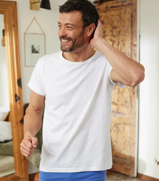 Cocorico Intemporel T-shirt Pyjama Homme Blanc coton