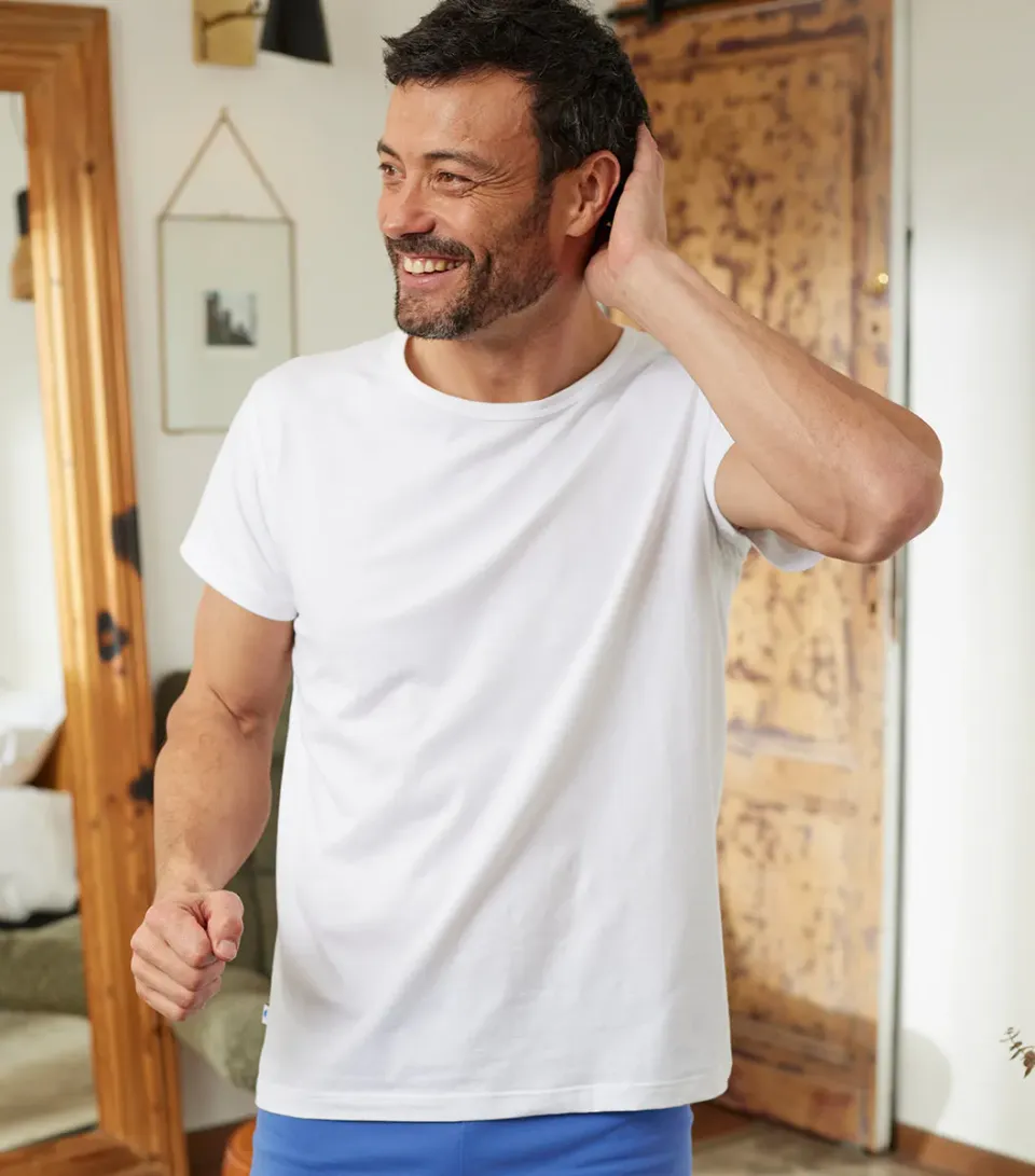 Cocorico Intemporel T-shirt Pyjama Homme Blanc coton