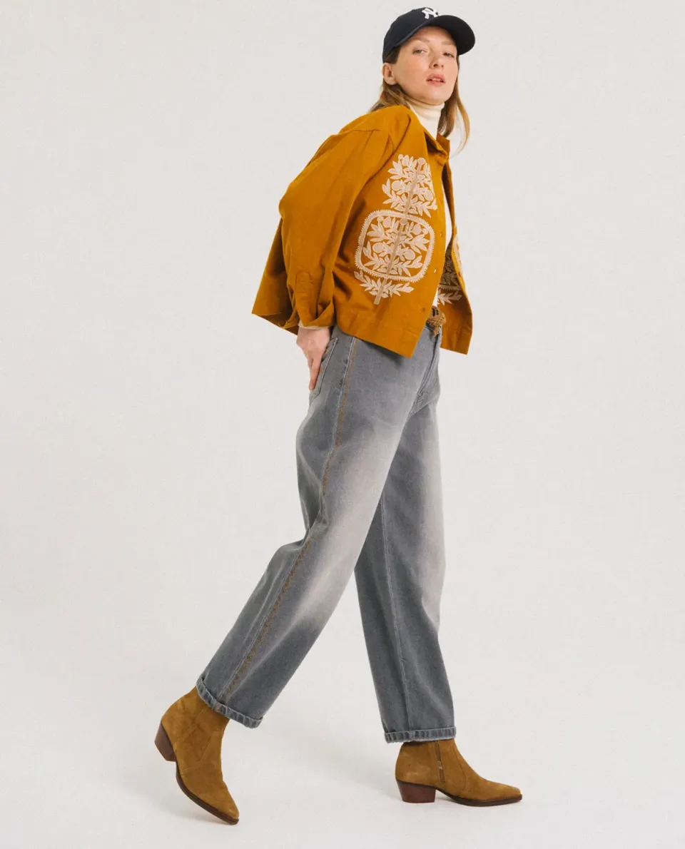 Tinsels Usk chemise coton brodée Curry