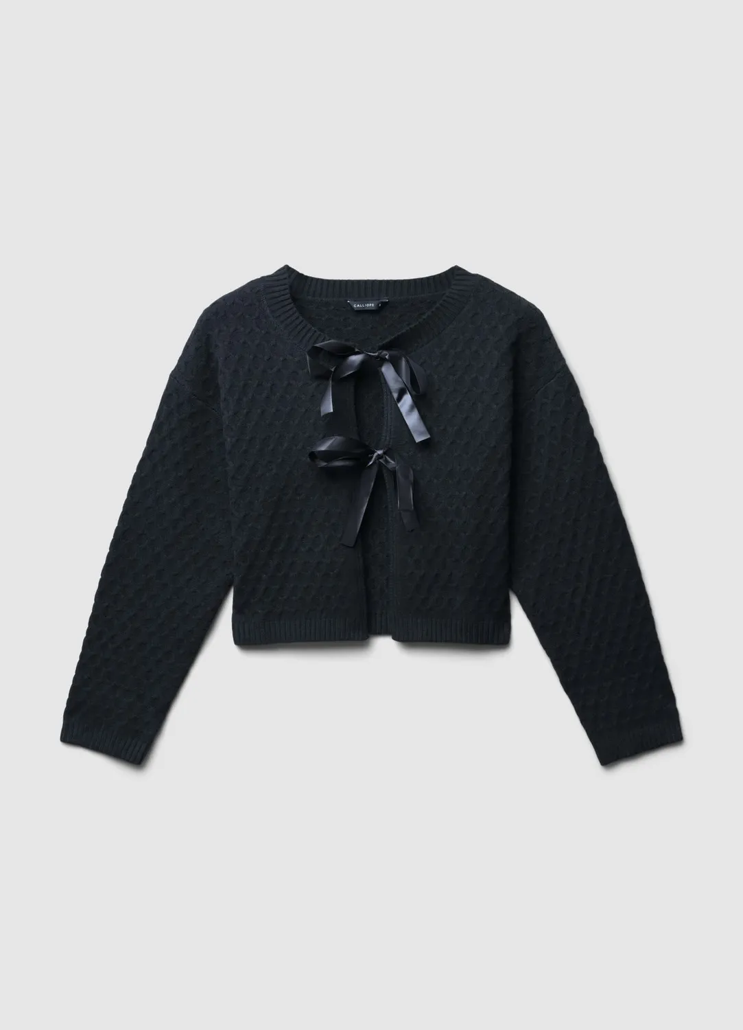 Calliope cardigan nœuds femme col rond manches longues