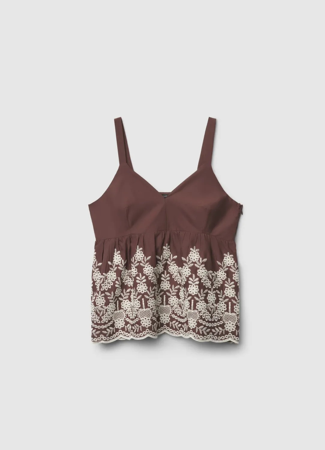 Calliope Peplo top femme bretelles broderie florale