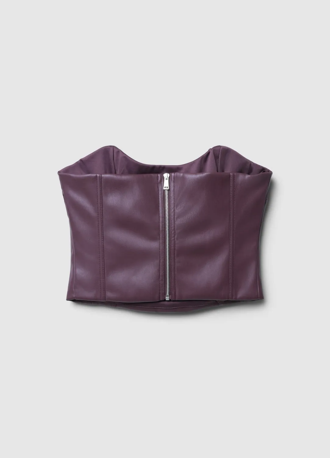 Calliope top bralette simili cuir col cœur