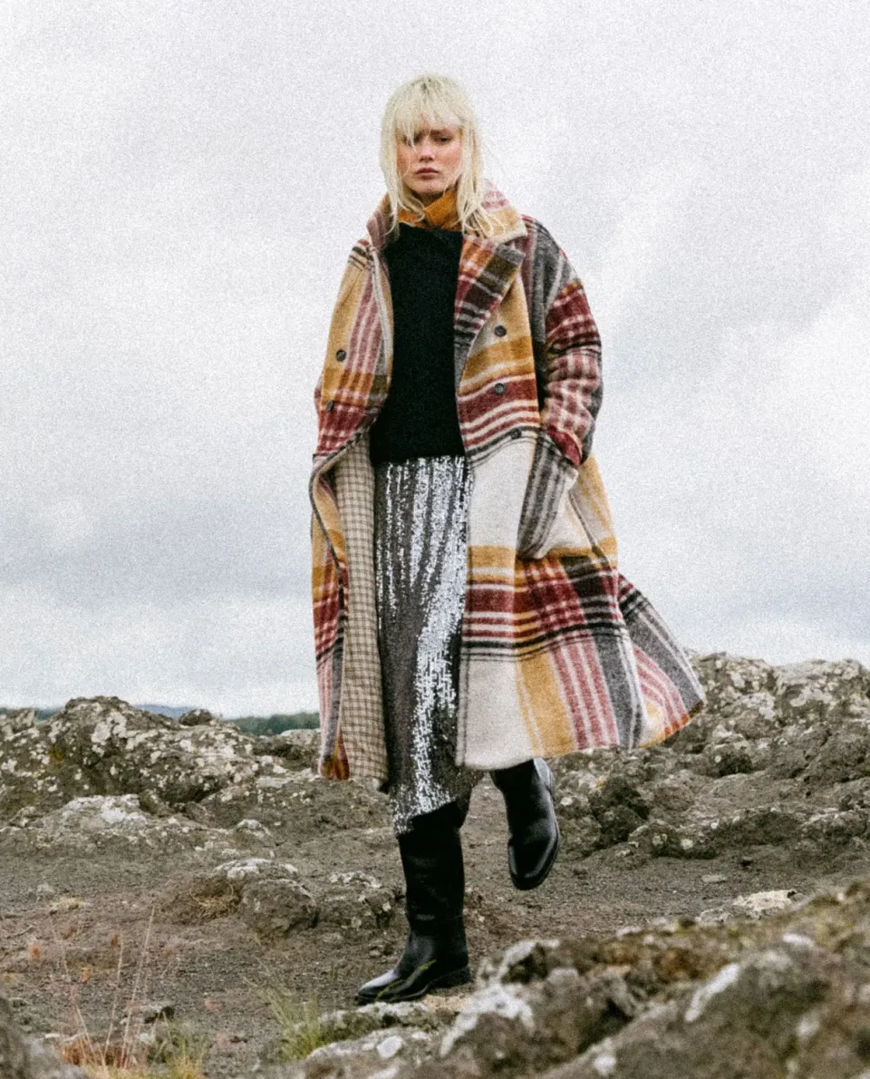 Tinsels Daniel Carpenters manteau carreaux lainage