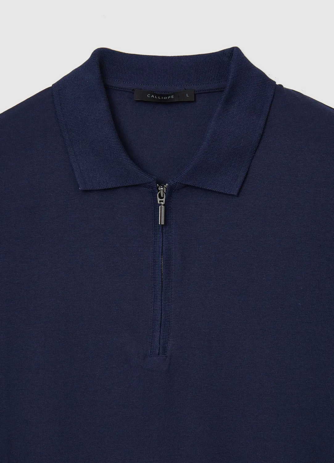 Calliope T-shirt polo half zip homme coton uni