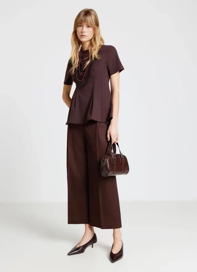 Calliope Palazzo Crop pantalon femme uni bureau