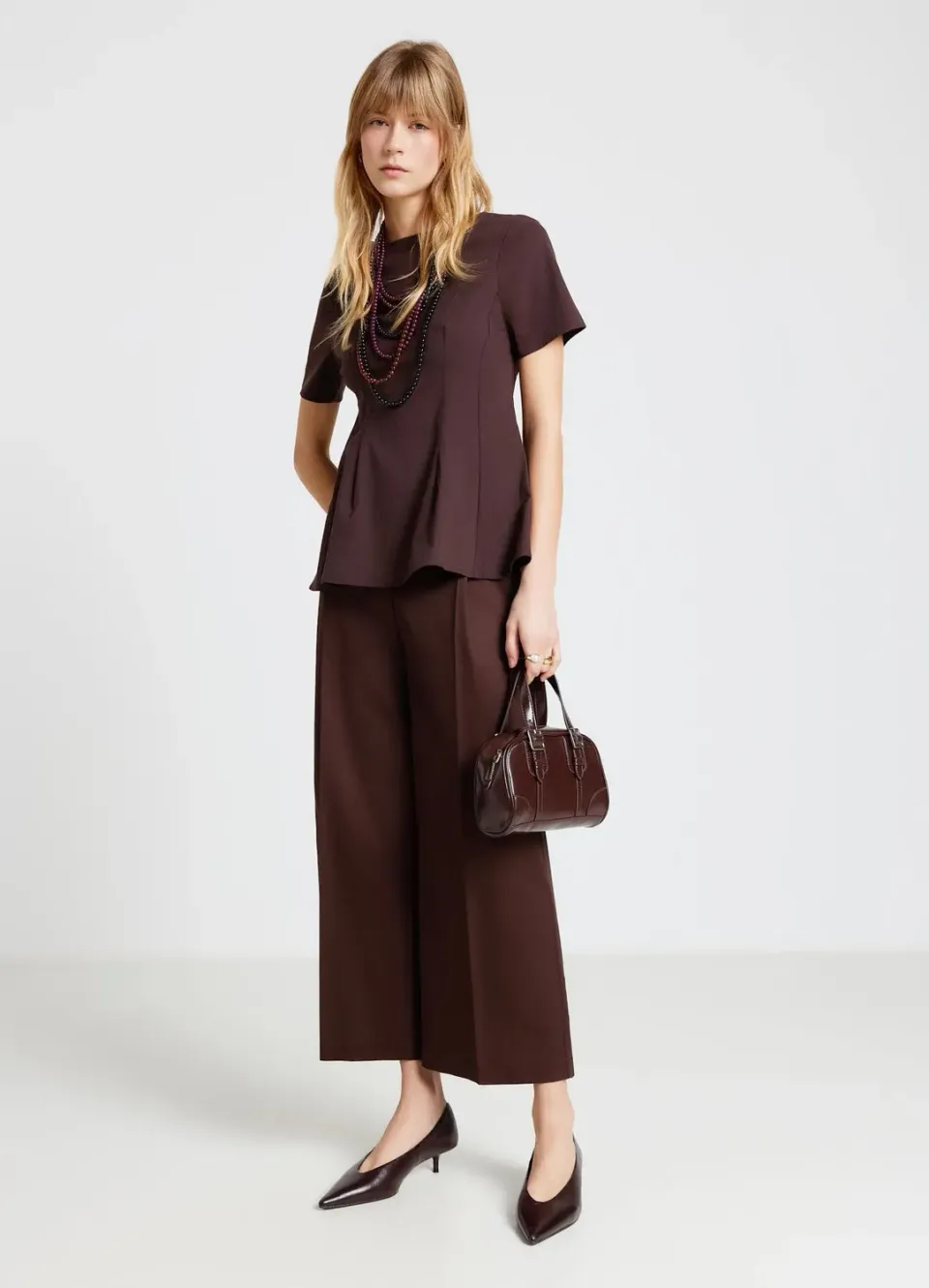 Calliope Palazzo Crop pantalon femme uni bureau