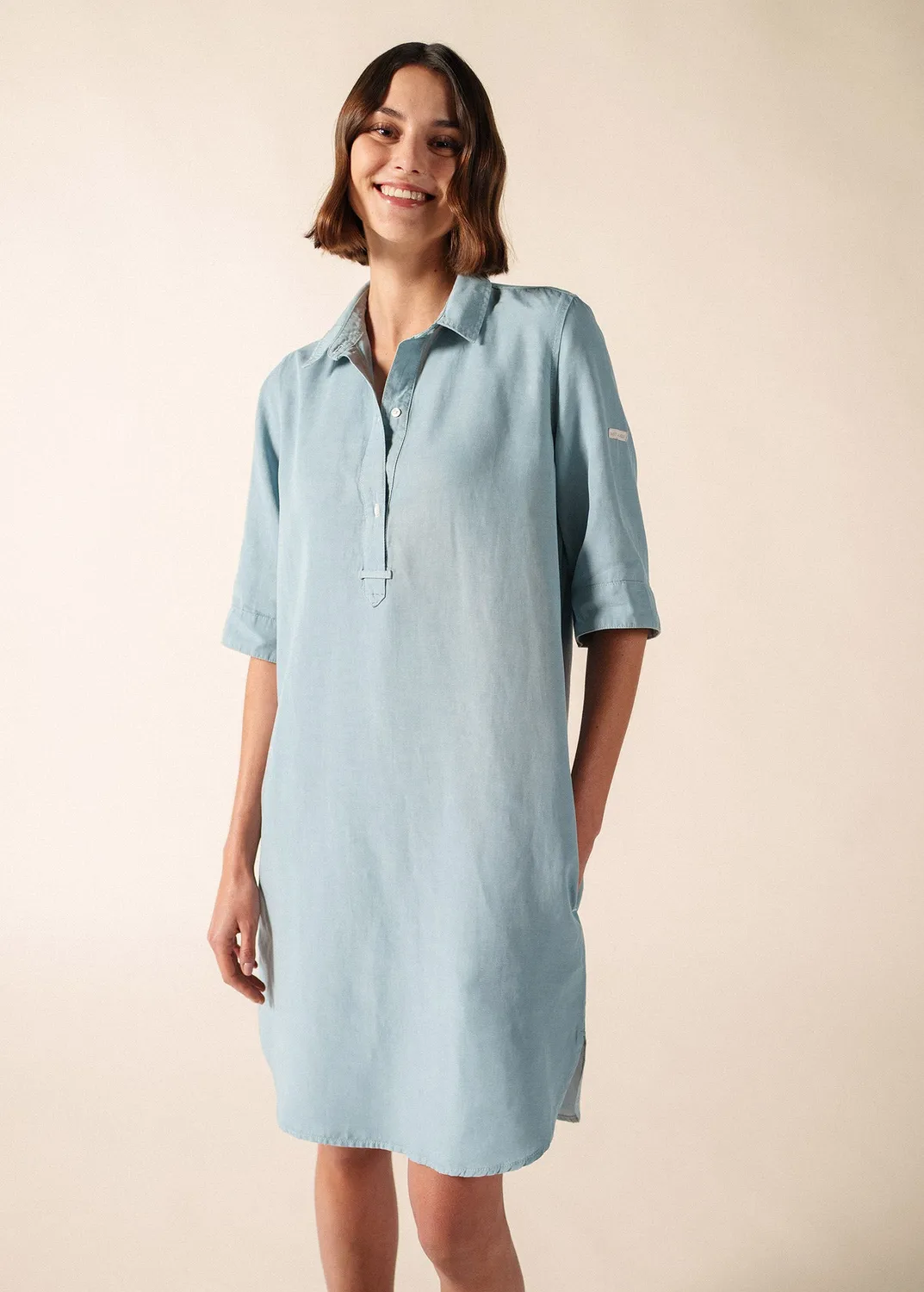 Saint James Léonie robe celeste lin lyocell