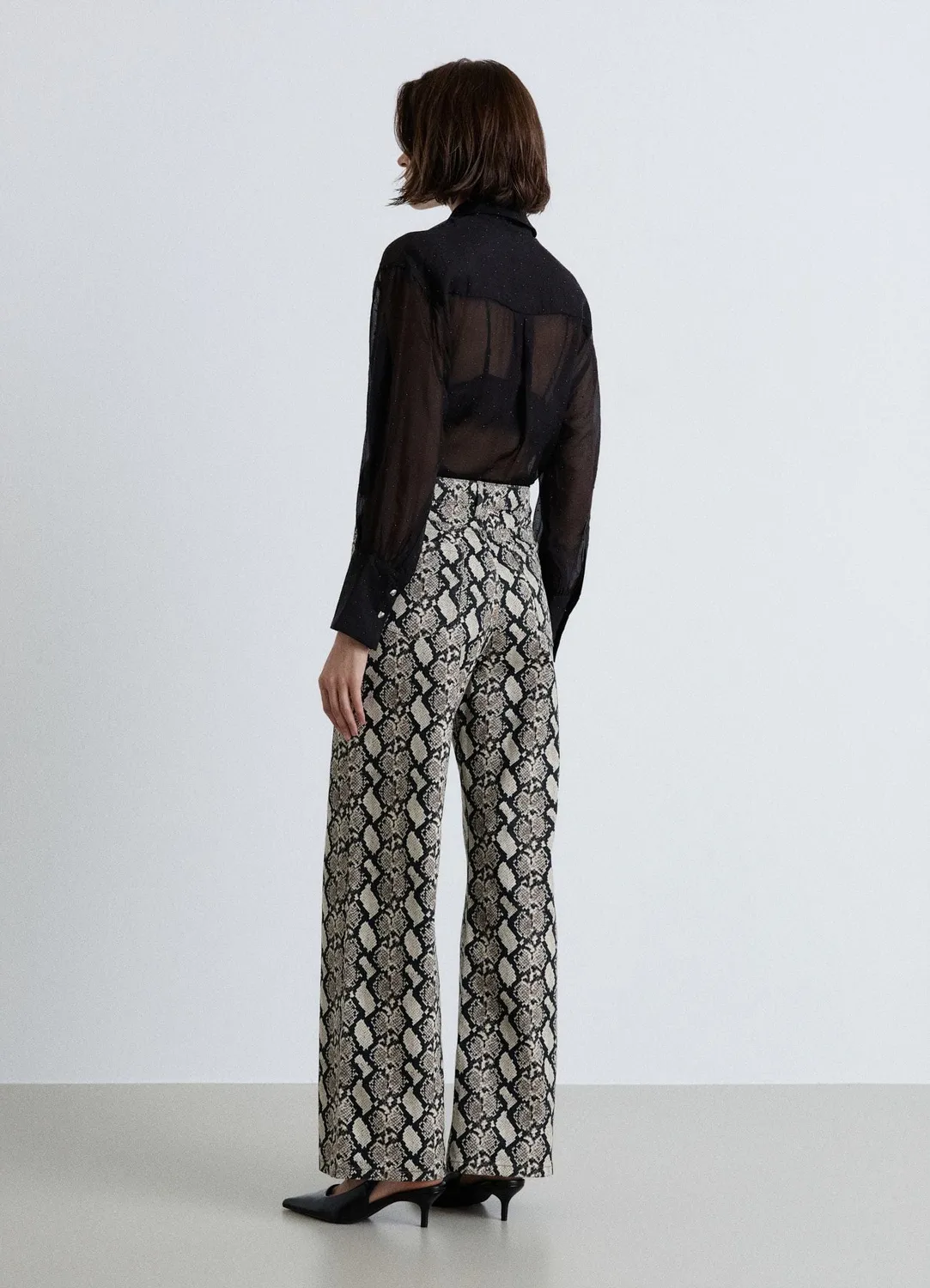 Calliope Pantalon large imprimé piton femme taille haute
