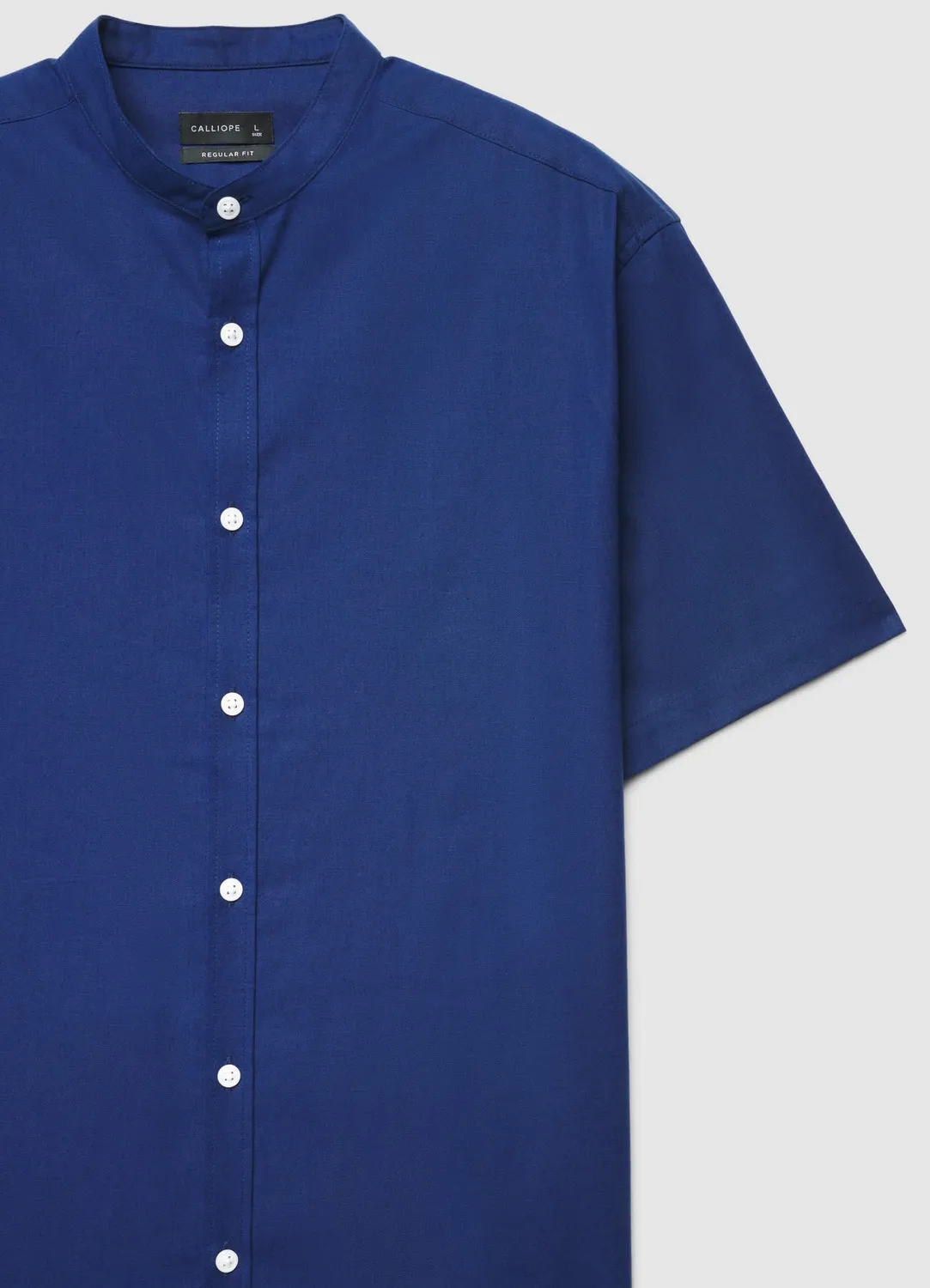 Calliope chemise col coréen homme unie manches courtes