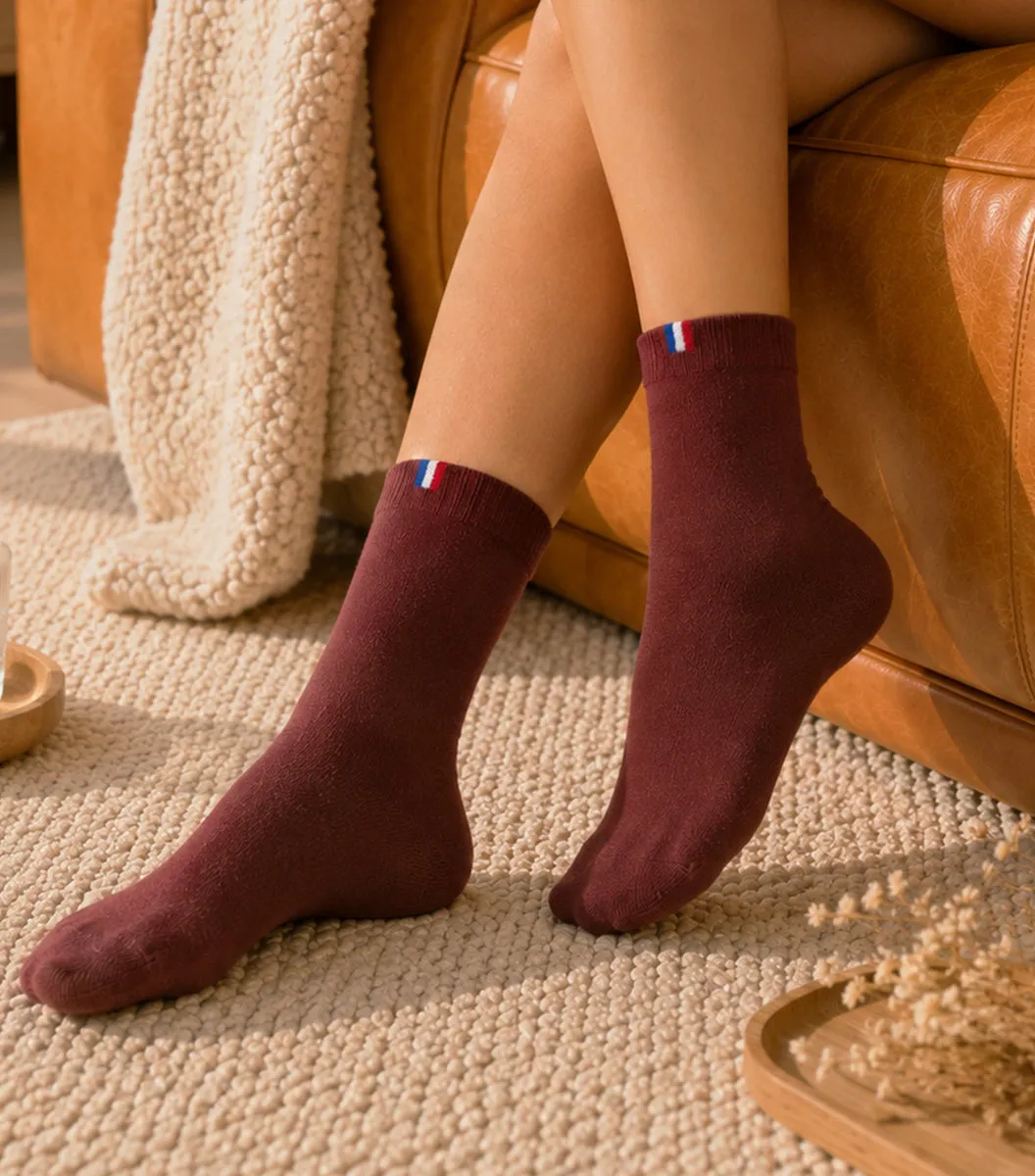 Cocorico chaussettes femme bordeaux coton