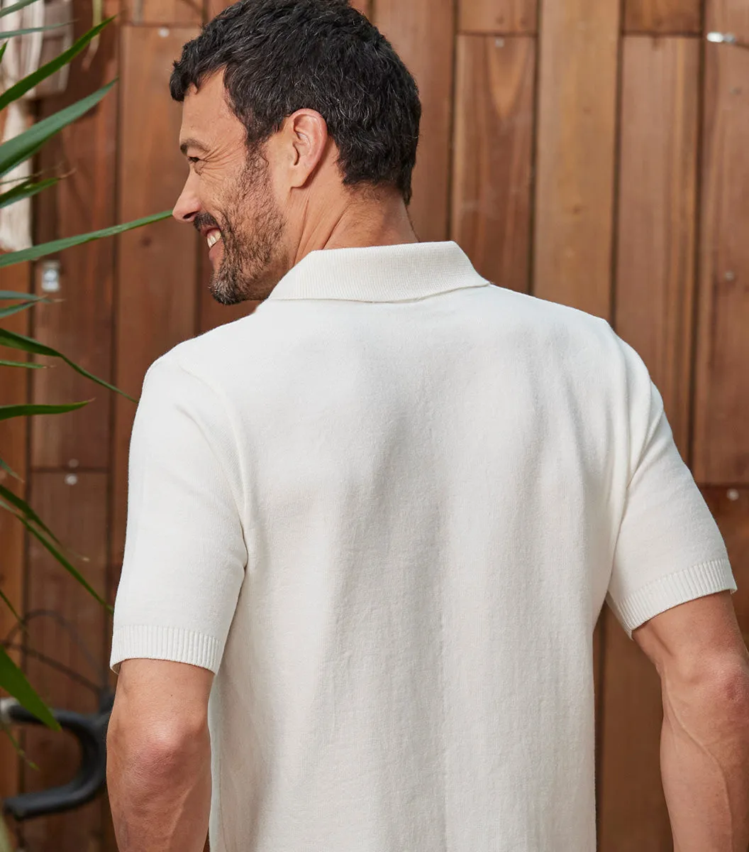 Cocorico Maille polo homme écru coton
