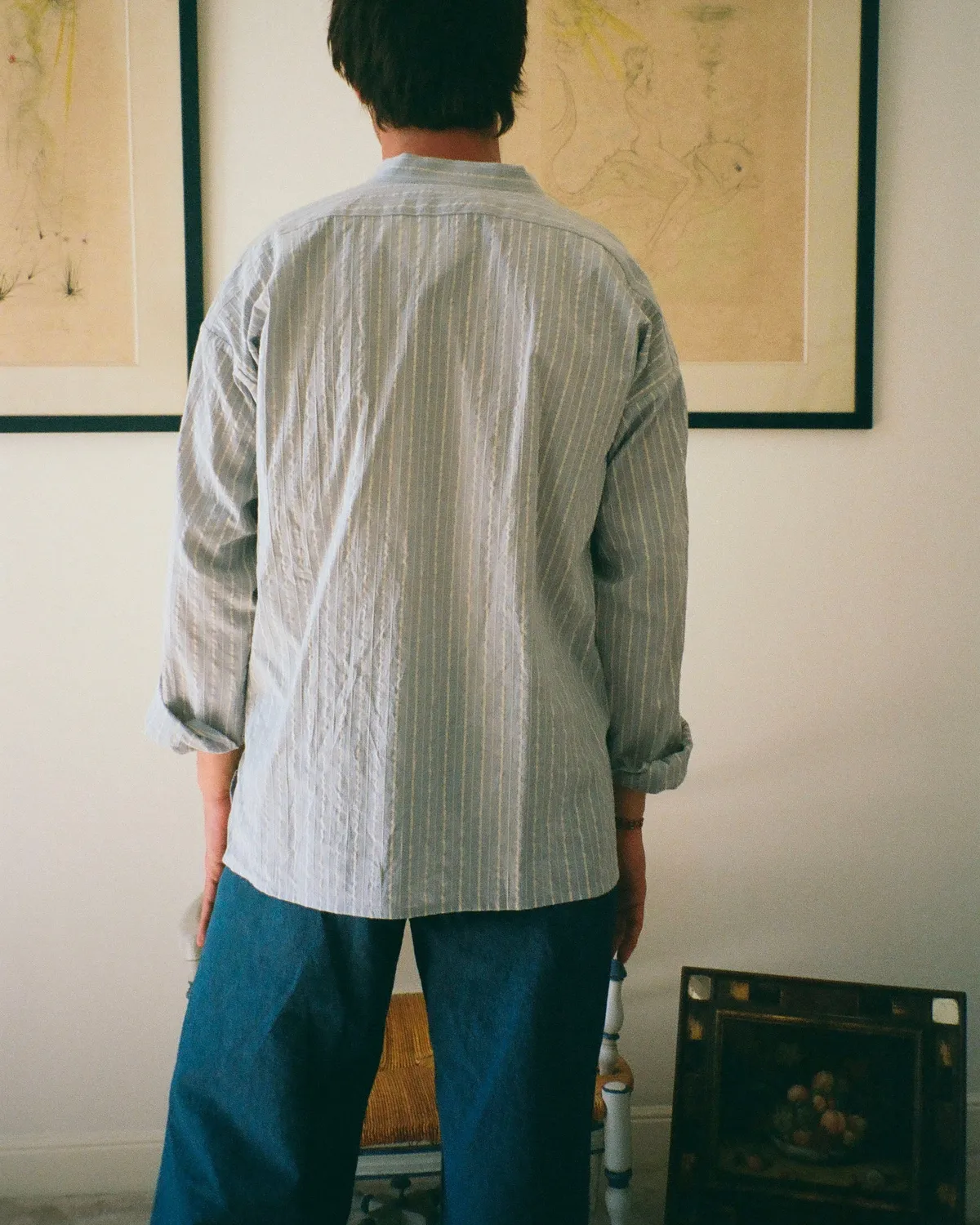 Erevan Lices Chambray Azur chemise col officier